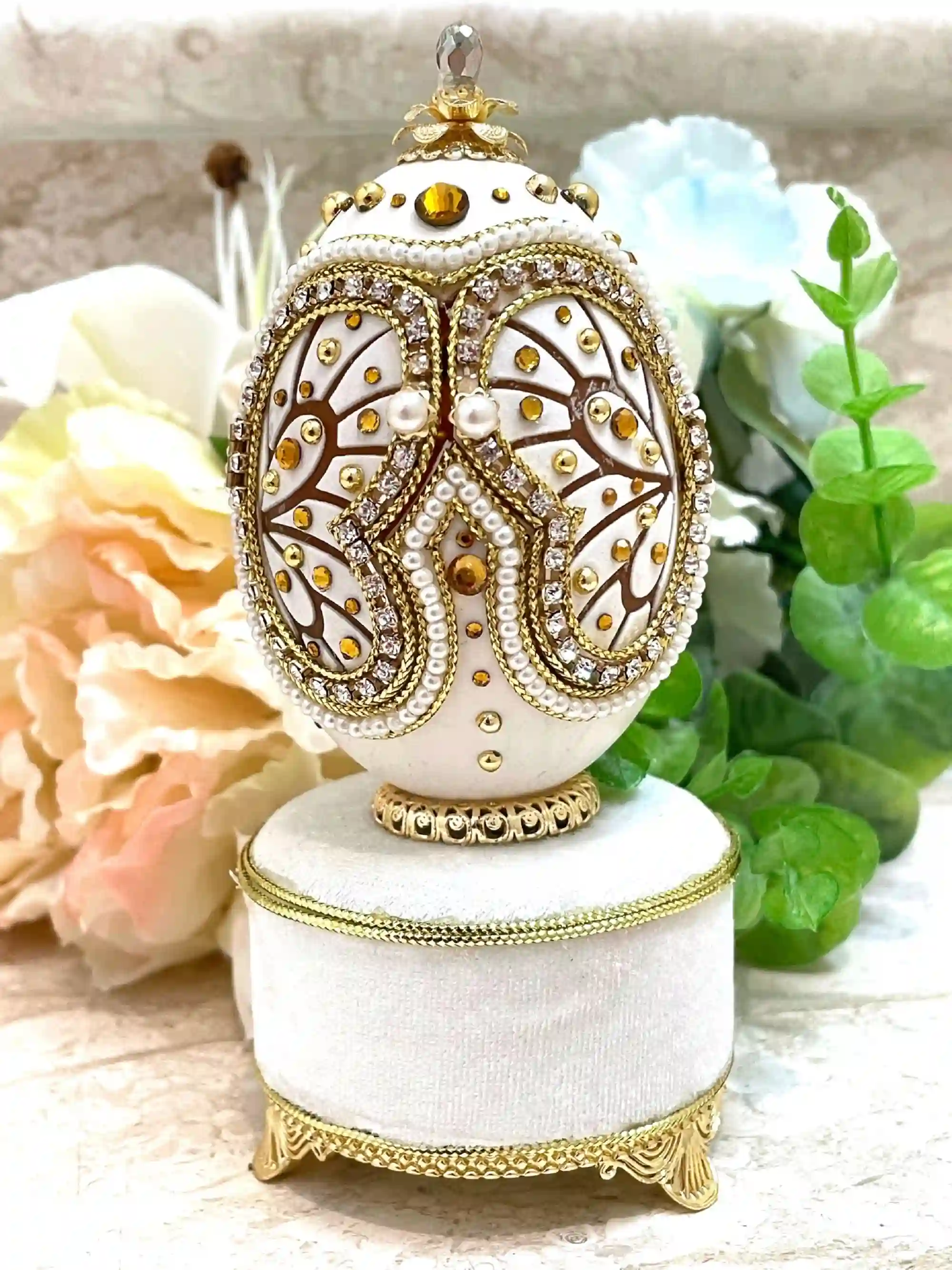 Faberge style Luxury Jewelry Box 24k GOLD CITRINE Gift for Her HANDMADE Natural Egg Faberge egg Ornament Ballerina Lover Faberge egg Music 