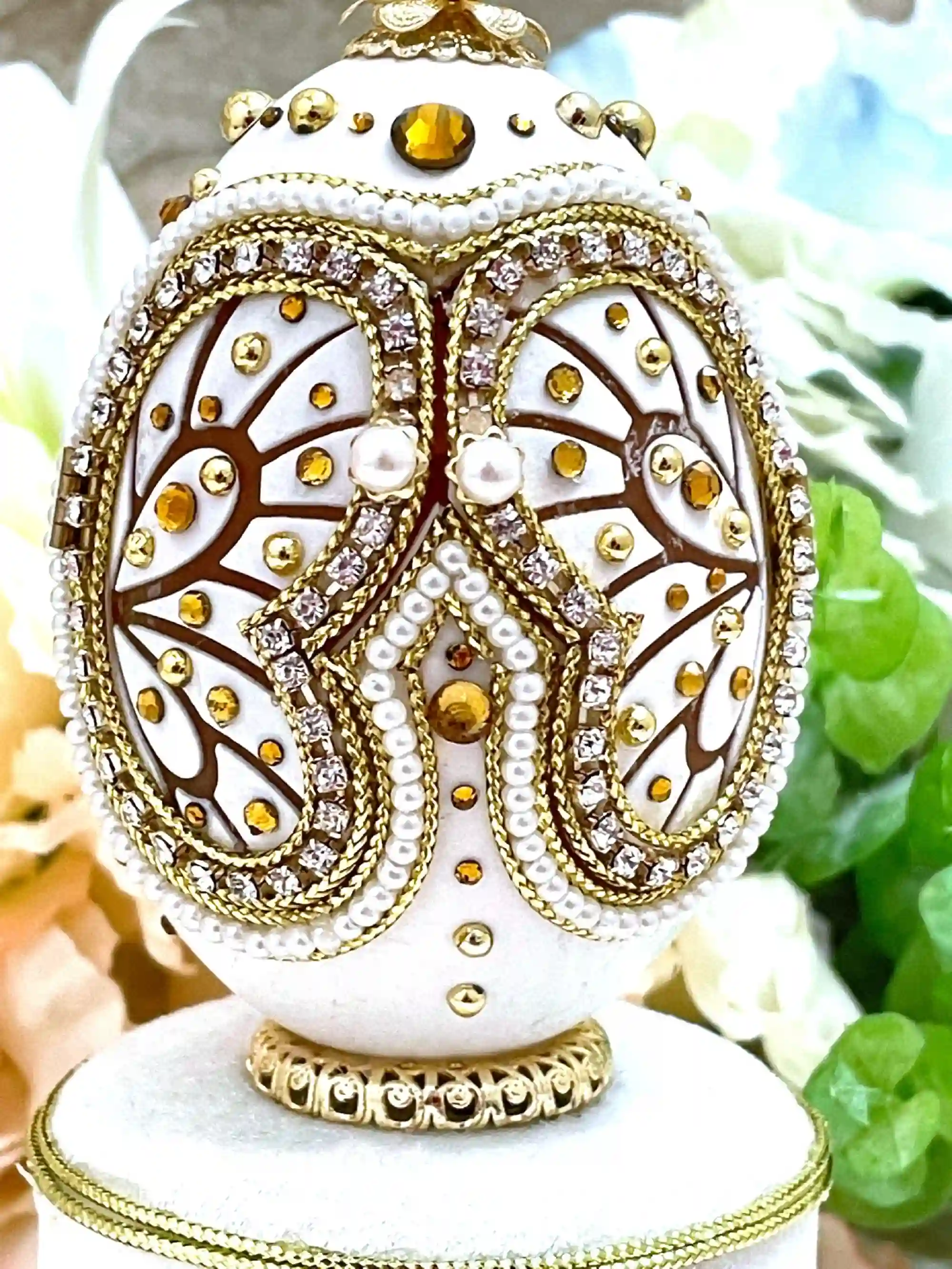 Faberge style Luxury Jewelry Box 24k GOLD CITRINE Gift for Her HANDMADE Natural Egg Faberge egg Ornament Ballerina Lover Faberge egg Music 