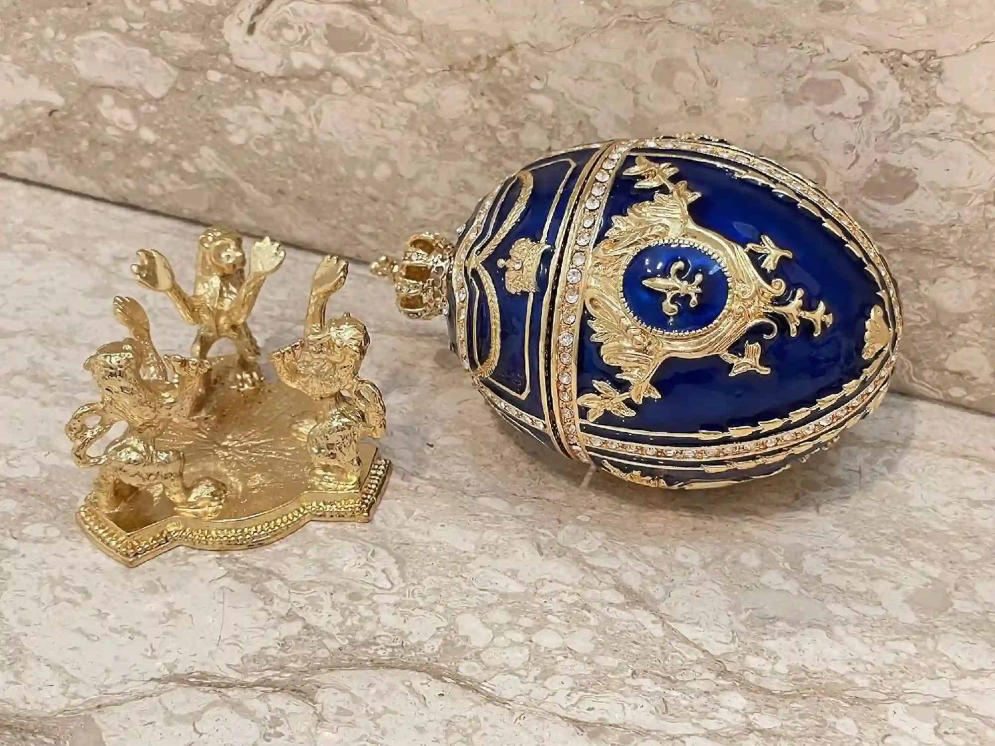 Faberge Egg Trinket Faberge Egg Ornaments Fabrege Egg Faberge style egg Gift for Her Carl Faberge PLUS Her HANDMADE Silver Diamond Necklace 