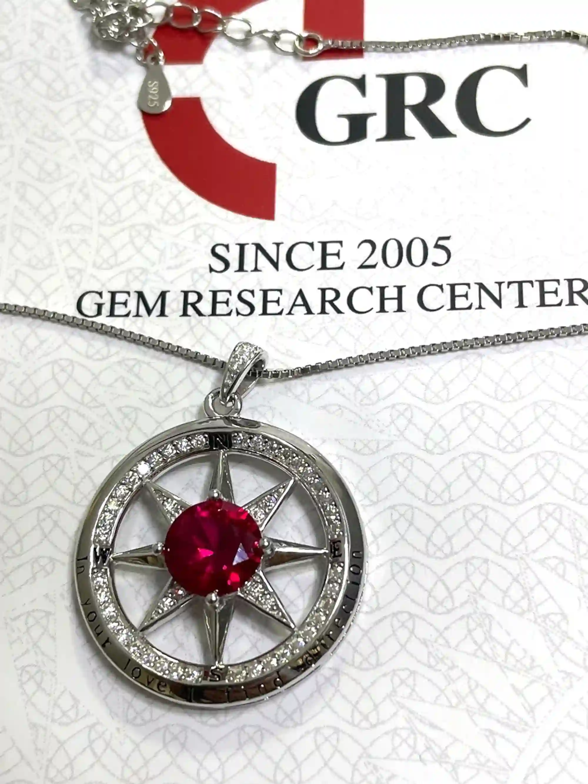 2 carat Diamond Ruby Compass Jewelry Ruby Pendant Ruby Necklace Ruby Anniversary Diamond Ruby gift for Mom 40th Wedding Anniversary 18k Gold 
