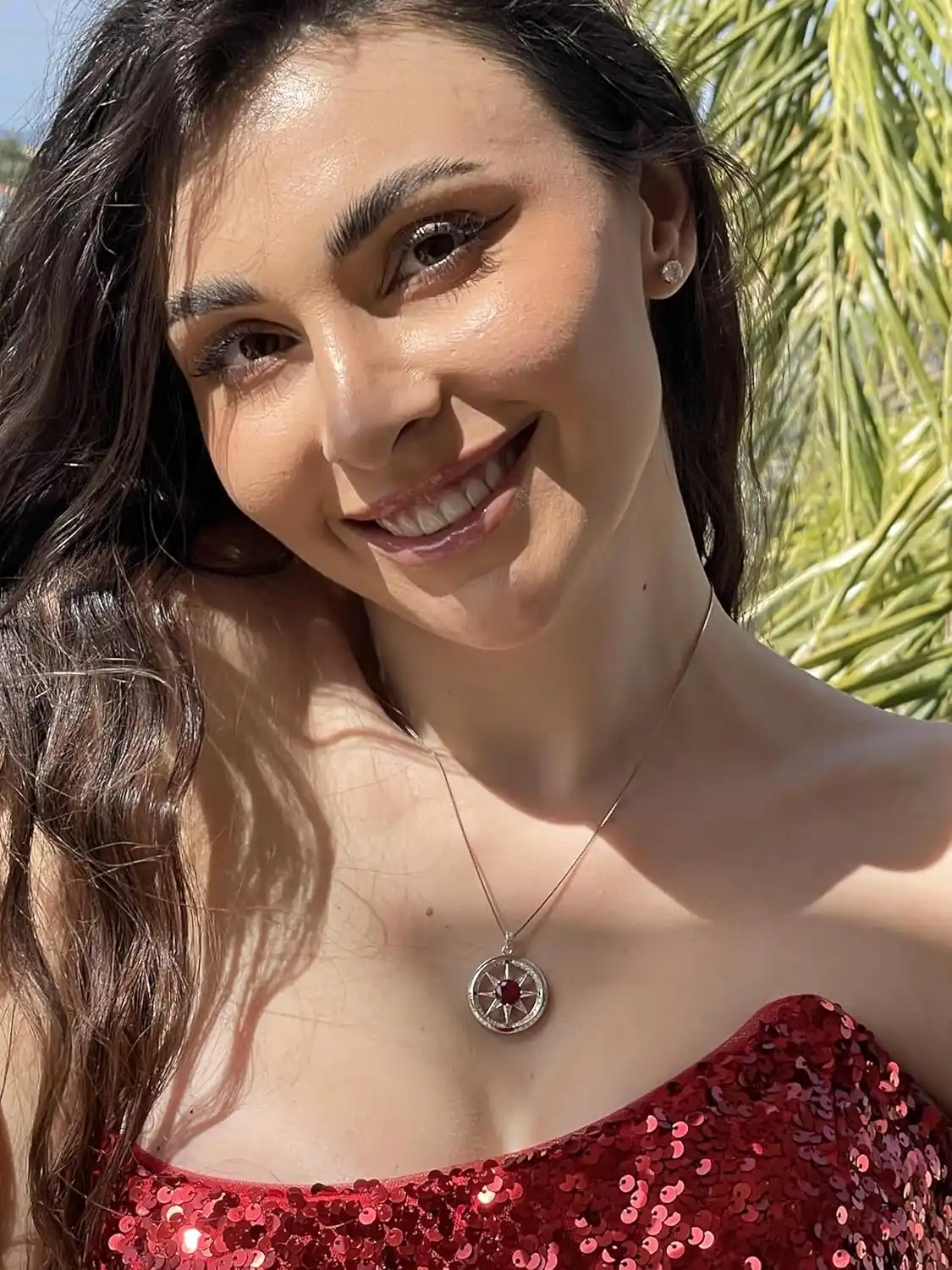 2 carat Diamond Ruby Compass Jewelry Ruby Pendant Ruby Necklace Ruby Anniversary Diamond Ruby gift for Mom 40th Wedding Anniversary 18k Gold 