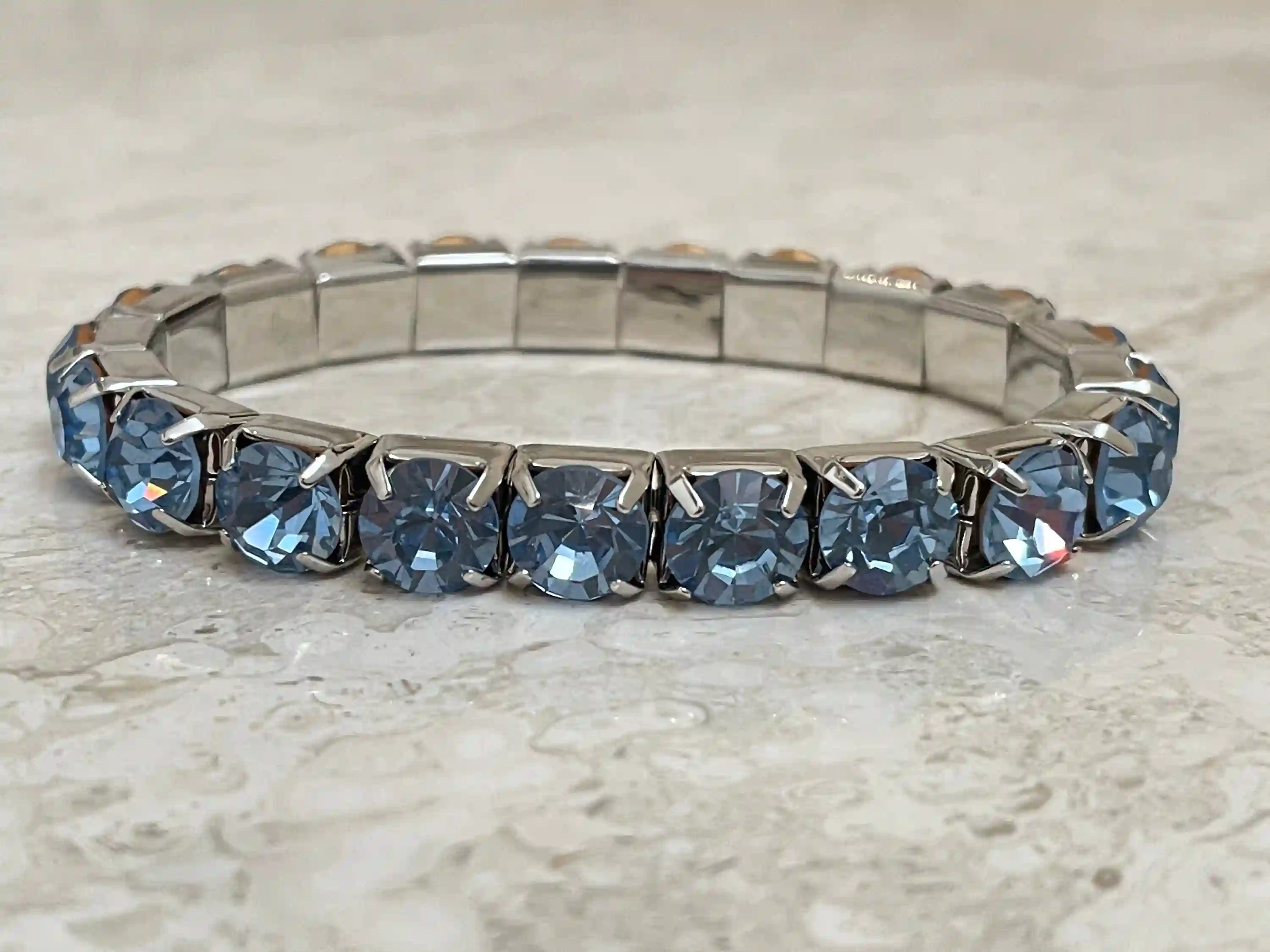 Blue Topaz Bracelet - Tennis Bracelet - Silver Gemstone Bracelet - Blue Topaz Jewelry - Birthstone bracelet - Dainty Bracelet - Gift for her 