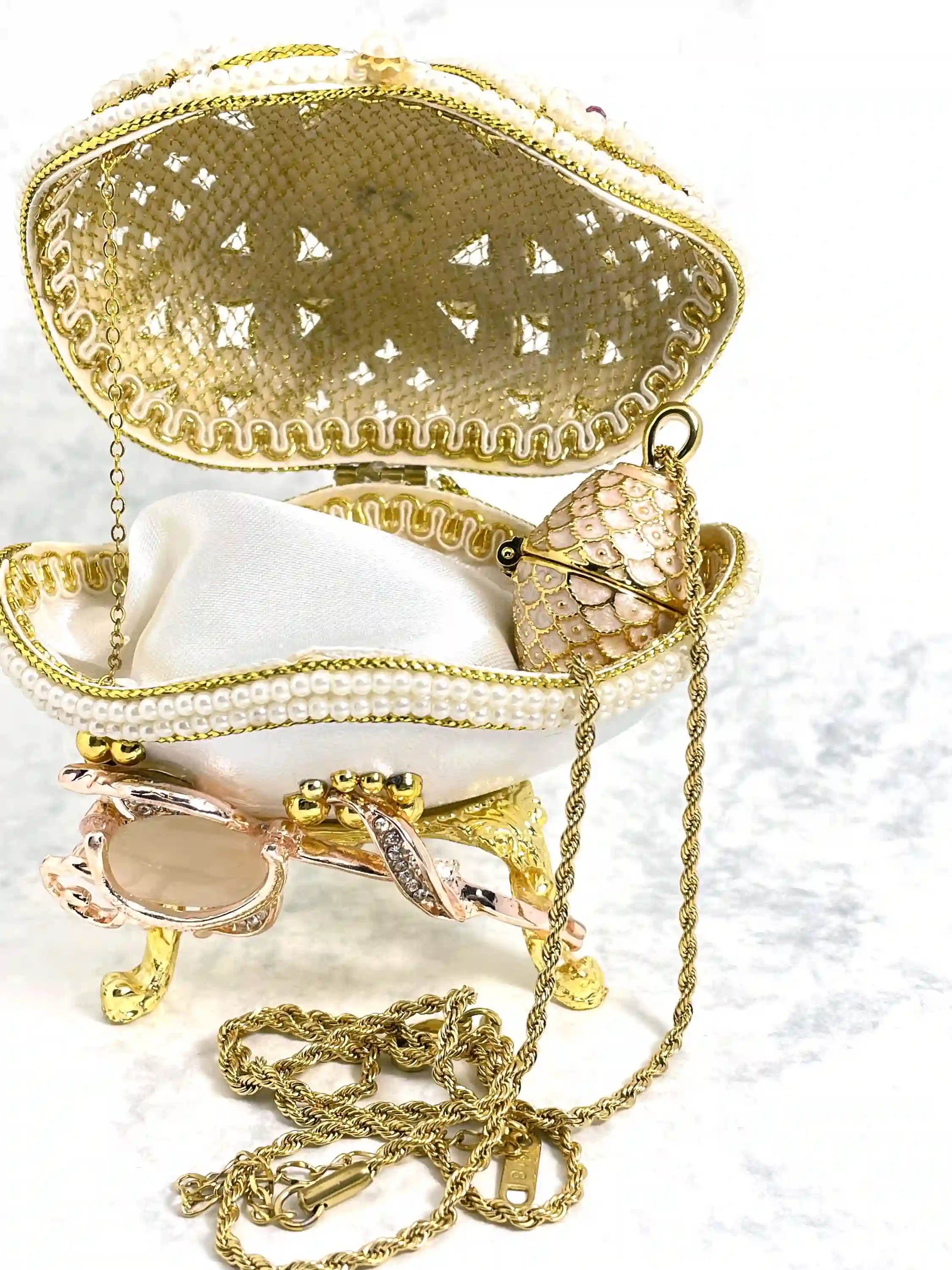 Limited Edition - Faberge-Style egg Music box + Pink Faberge-Style egg Pendant Necklace + Bracelet - 24k Gold - Birthday gifts - Faberge-Style egg - 