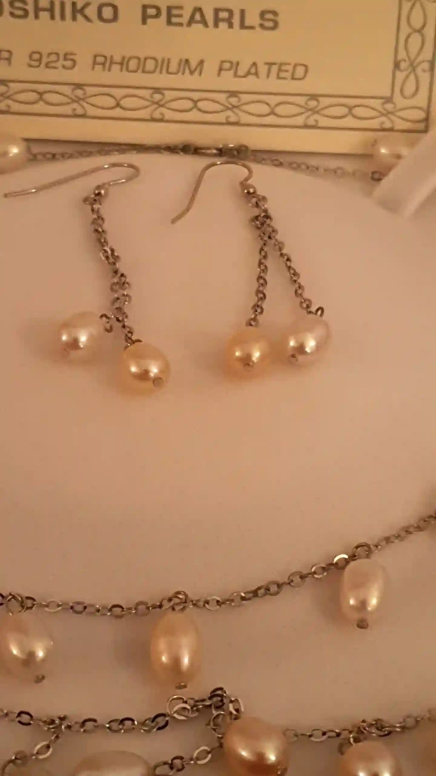 Pearl Set Solid Sterling silver 925 Yoshika Original Pearls White Gold Rhodium Plated HAND MADE SET Necklace Earrings & Bracelet 