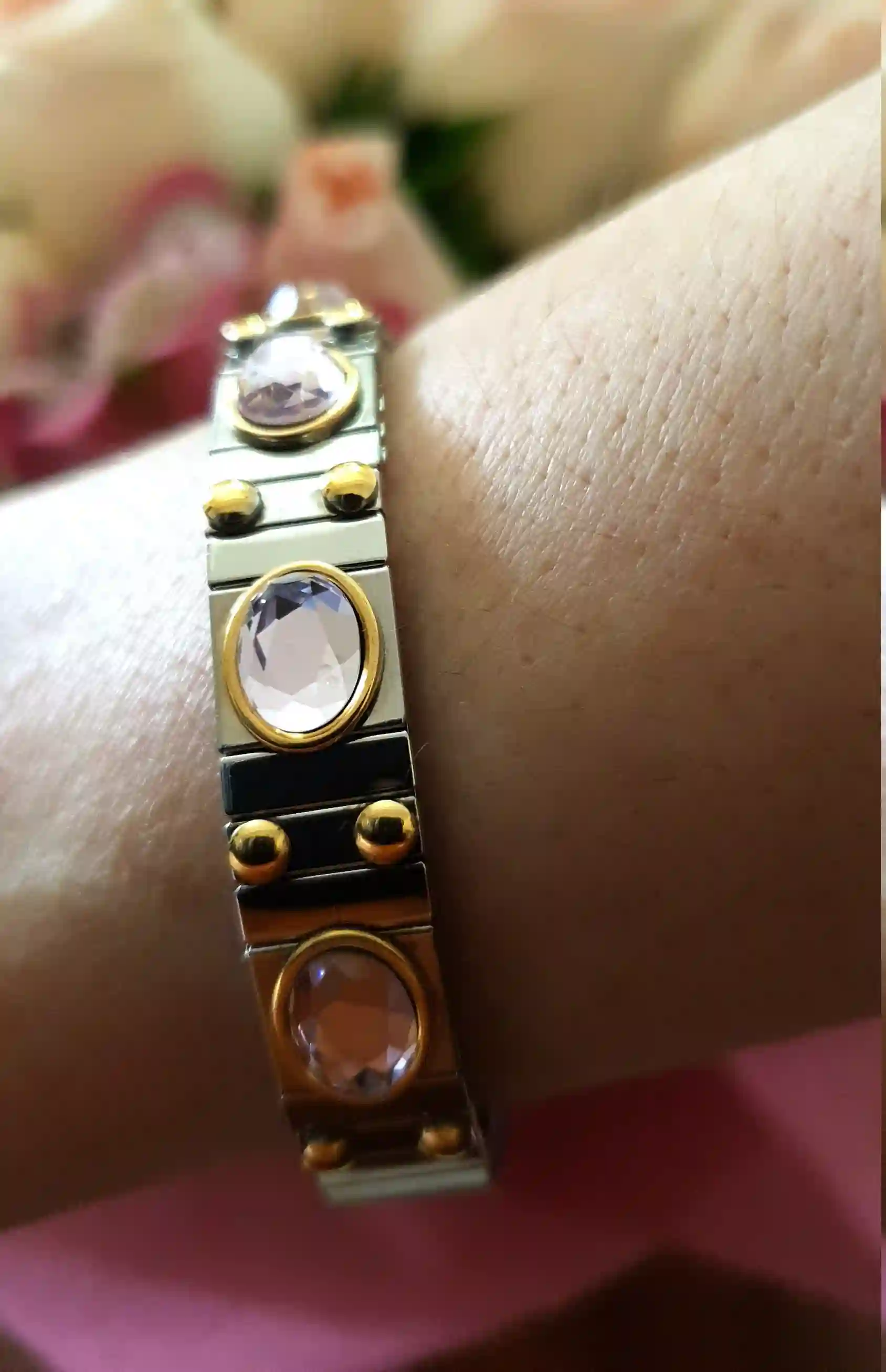 Champagne Pink bracelet bangle SILVER birthstone braclet/October birth stacking bangle bracelet Swarovski Jewellery Pink 24kt GOLD Handmade 