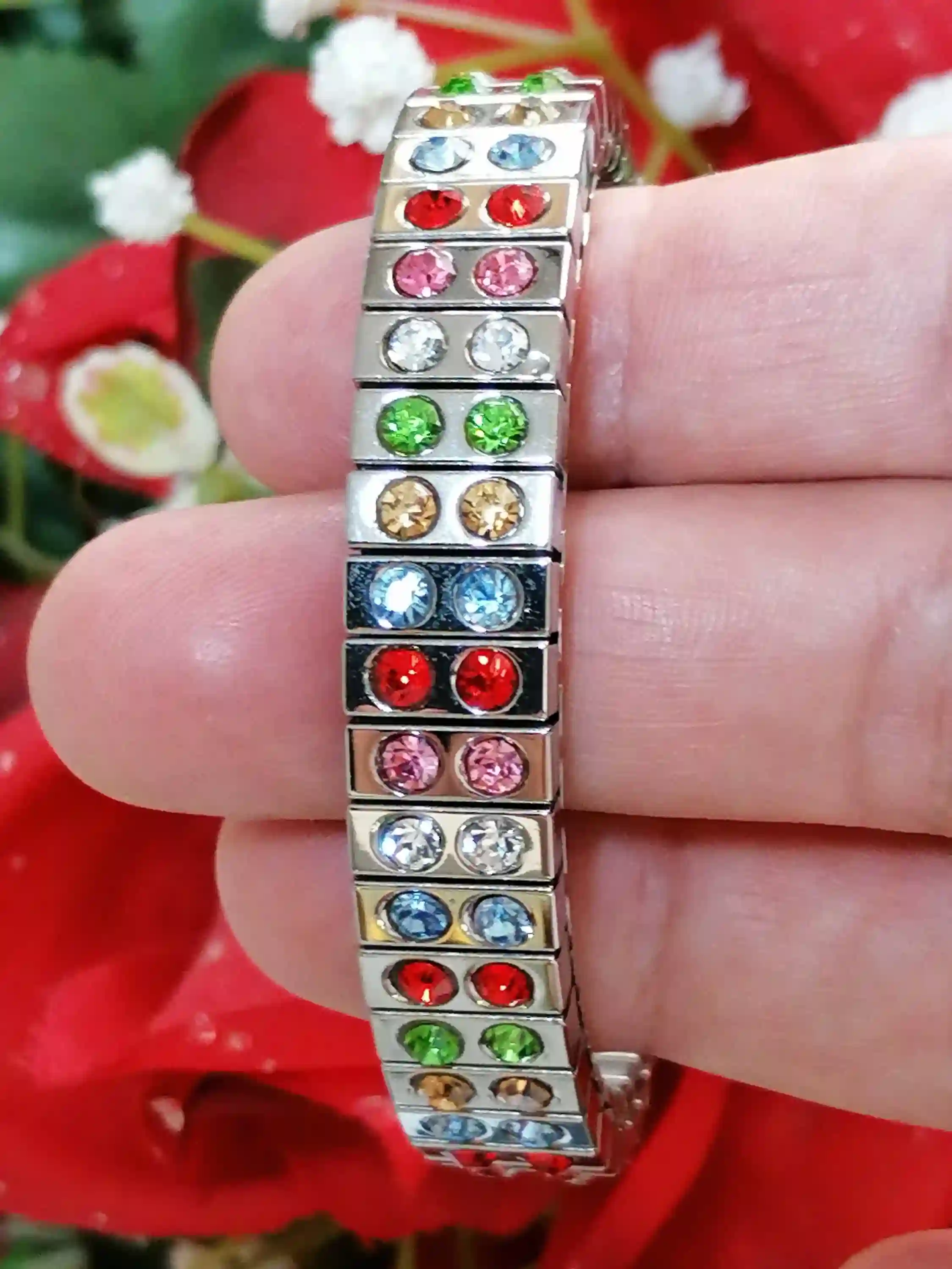 Multi Gemstone bracelet Rainbow Jewelry 24k GOLD plated and Silver bangle bracelet/Rainbow Multi Gem Crystal Bracelet Colorful Handmade gift 