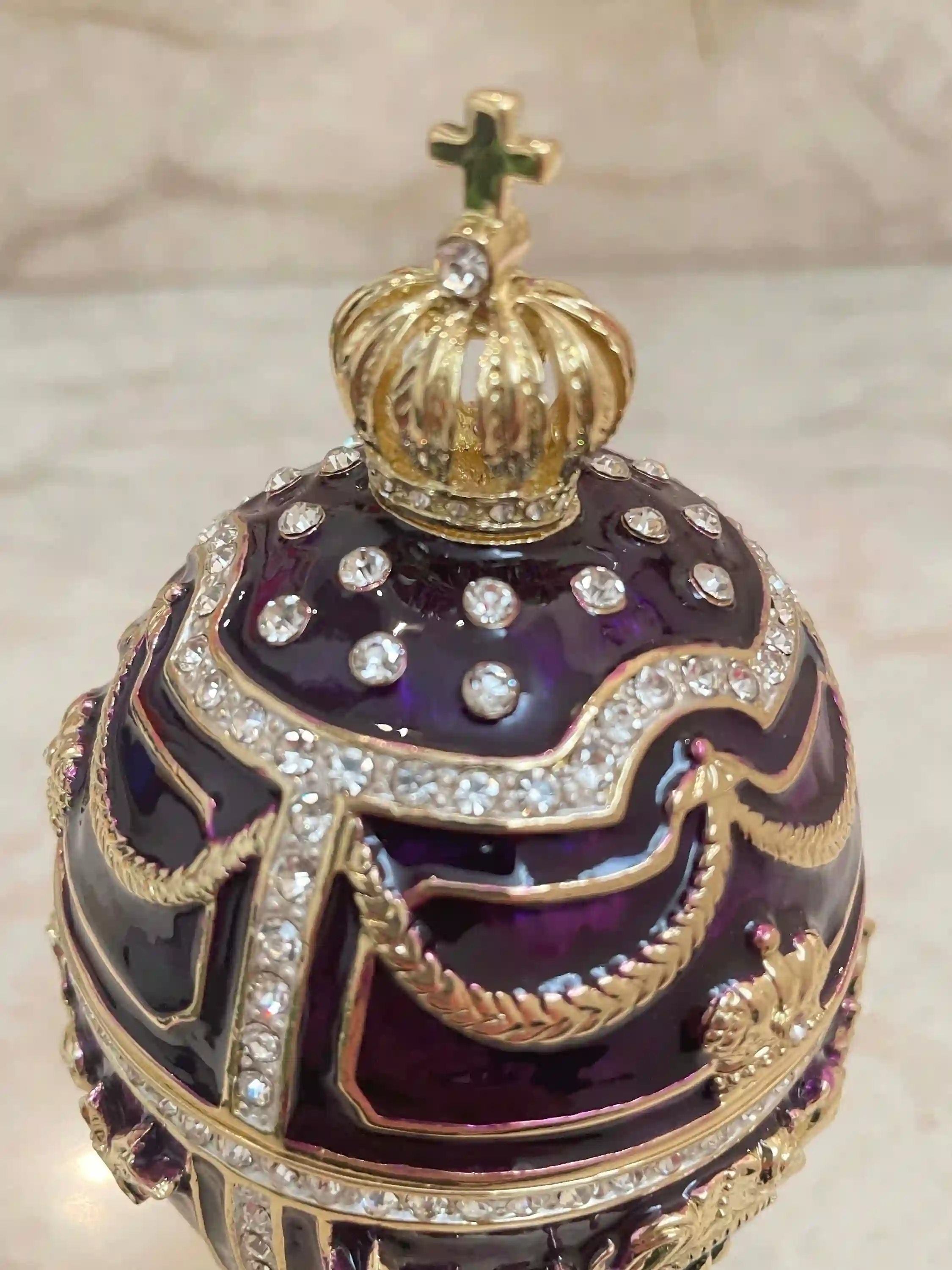 5* Designer Birthstone Amethyst Faberge Egg style Fabrege Egg 300 Swarovskis HANDSET Faberge Birthstone Birthday gift for women 24k HANDMADE 