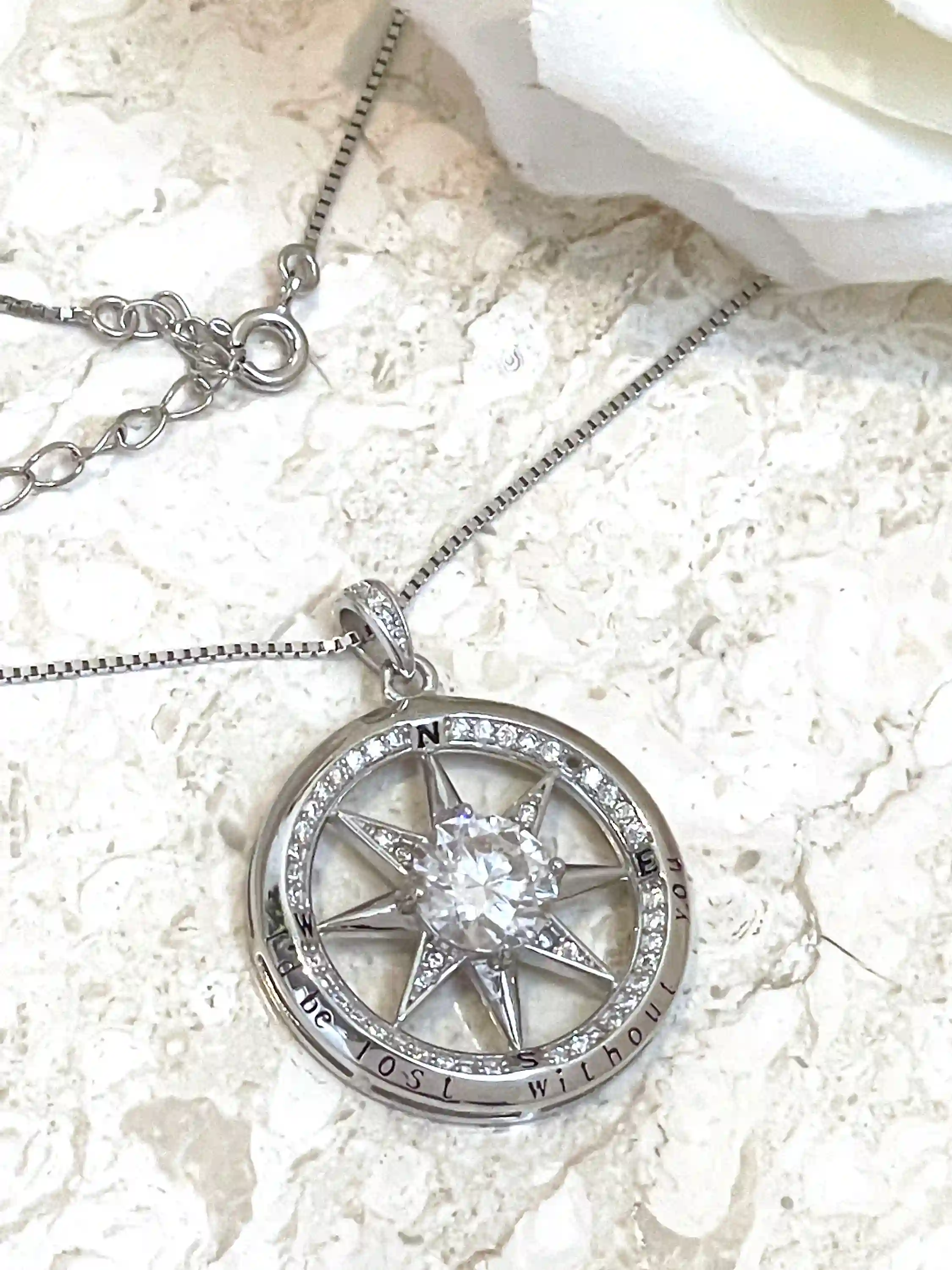 3.5ctw 2 carat Diamond Necklace Compass Pendant Necklace Compass Necklace Statement Jewelry Lost Without You Diamond Jewelry White Gold 
