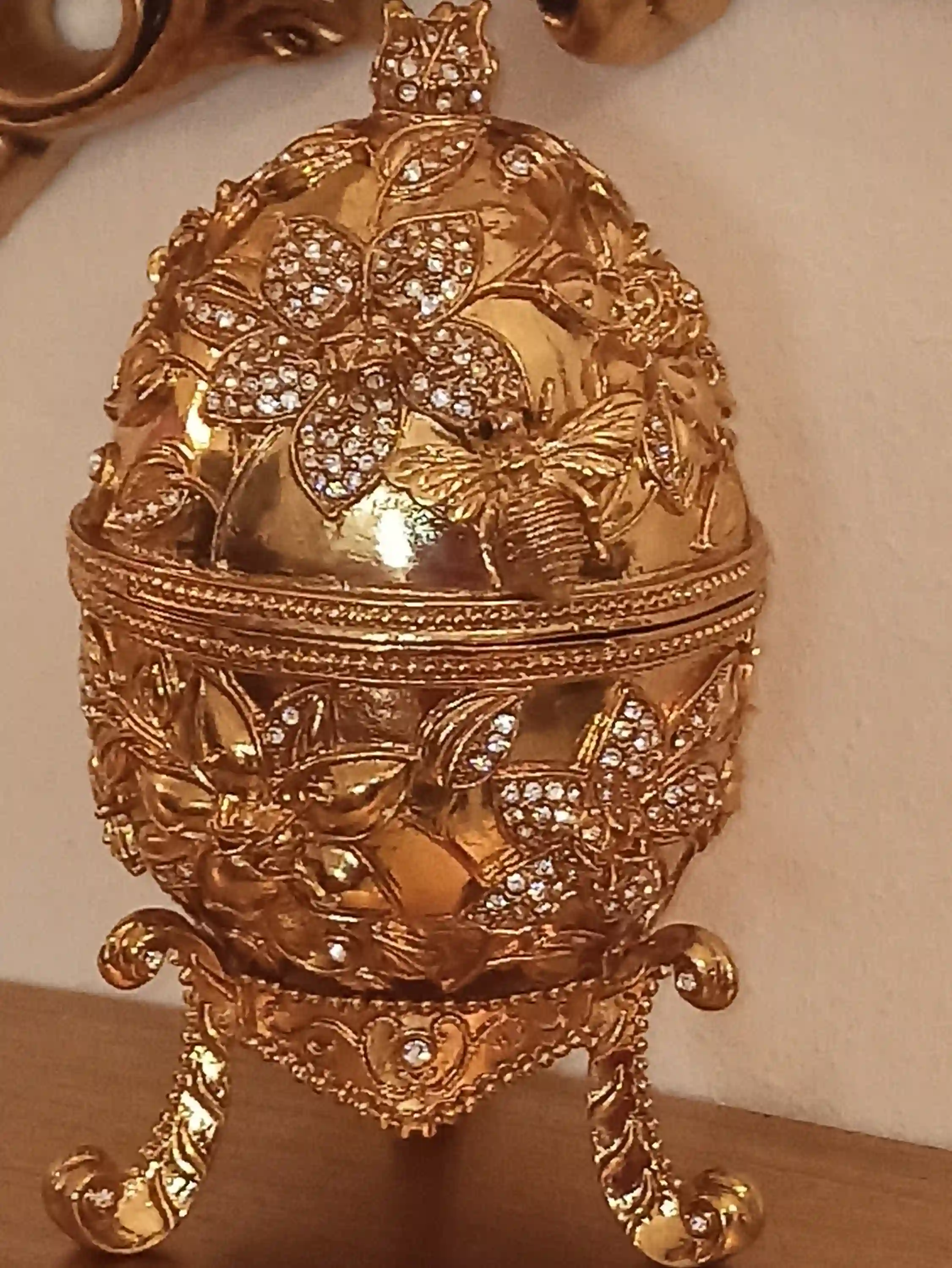 Pomegranate Trinket box Pomagranate Jewelry set 24kGOLD 10ct Diamond FABERGE Egg style Pomagranate gifts FABERGE Gift for bride Wedding idea 