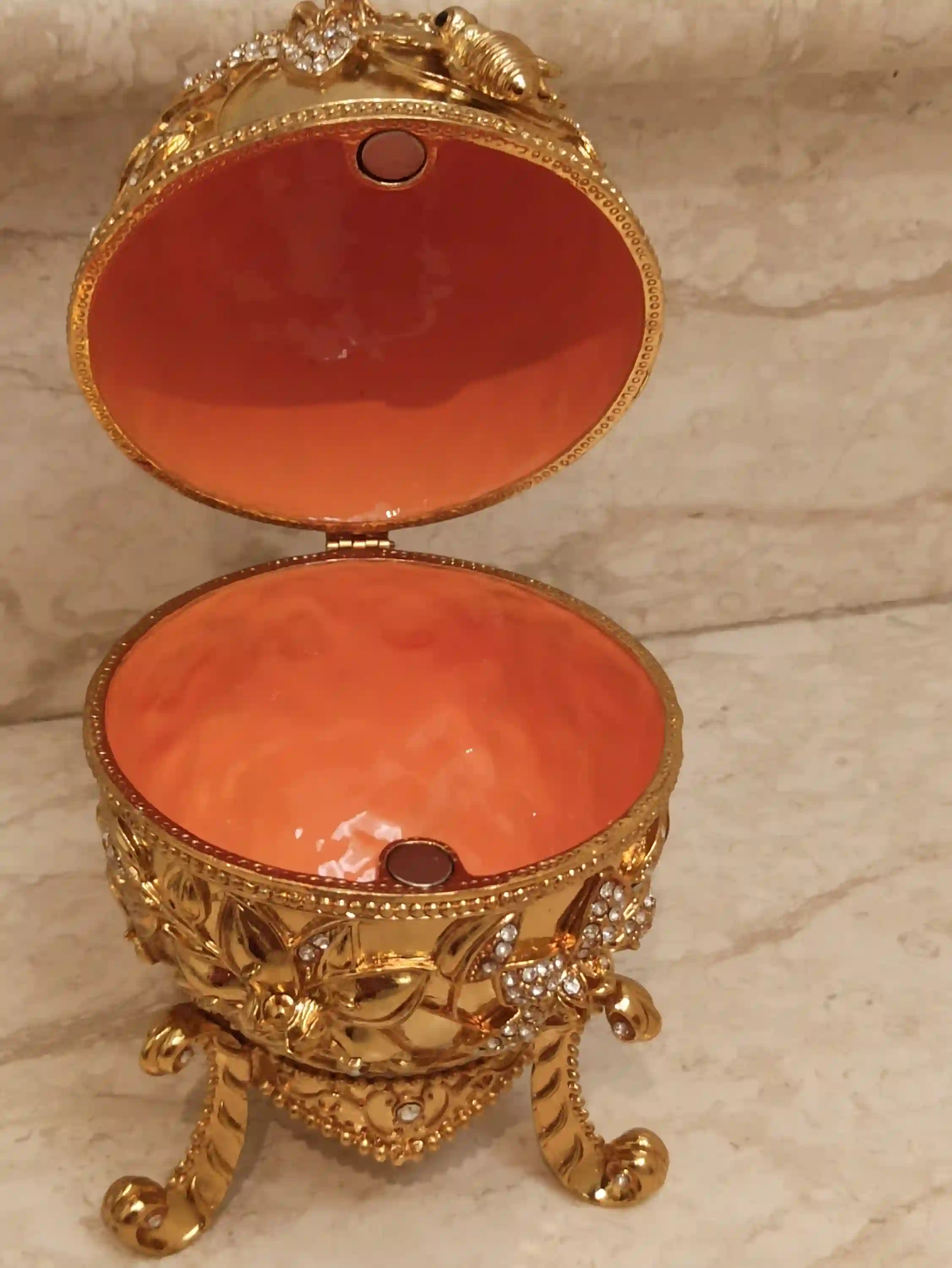 Pomegranate Trinket box Pomagranate Jewelry set 24kGOLD 10ct Diamond FABERGE Egg style Pomagranate gifts FABERGE Gift for bride Wedding idea 