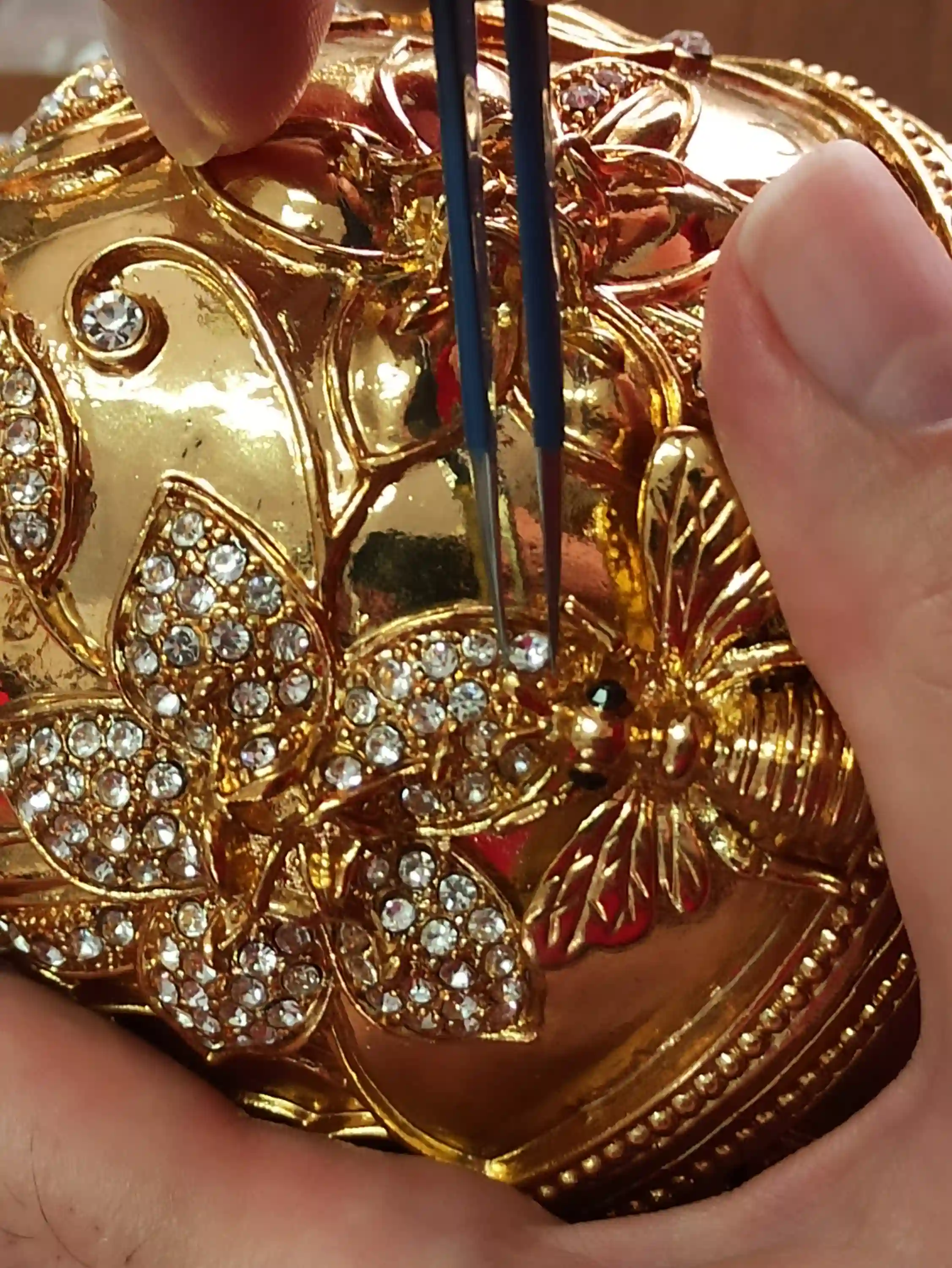 Pomegranate Trinket box Pomagranate Jewelry set 24kGOLD 10ct Diamond FABERGE Egg style Pomagranate gifts FABERGE Gift for bride Wedding idea 