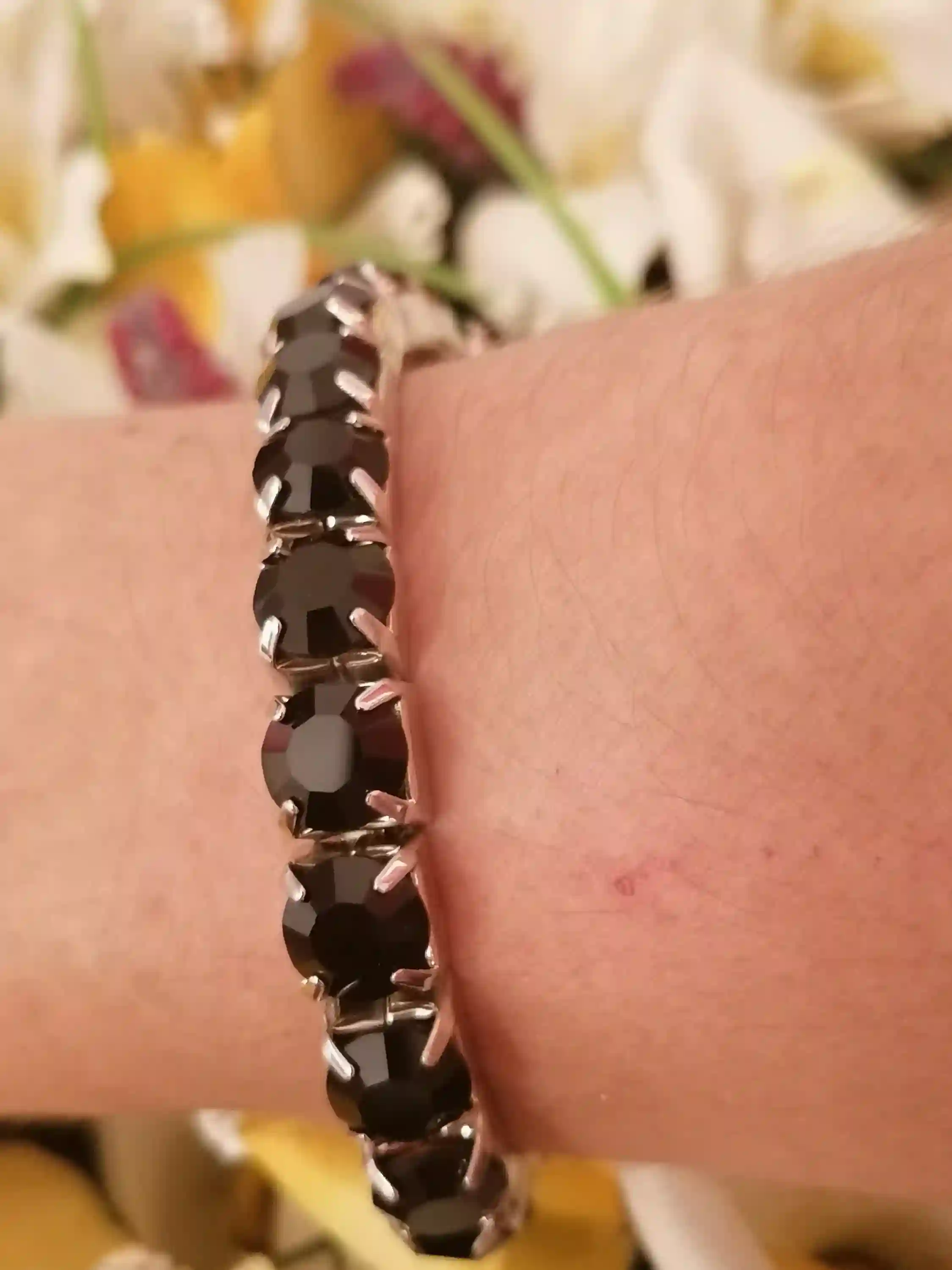 Grief Mourning bracelet mom granddaughter Onyx Black HANDMADE 18K GOLD Swarovsk Crystal Sympathy Bereavement Condolence Her bracelet Jewelry 