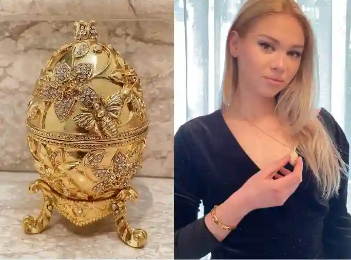 Faberge-Style Egg Jewelry Ring Proposal Box, Bridal Shower Gift for Bride toBe, Handmade Faberge style Egg, 400 Crystal Handset 24k Faberge Egg 