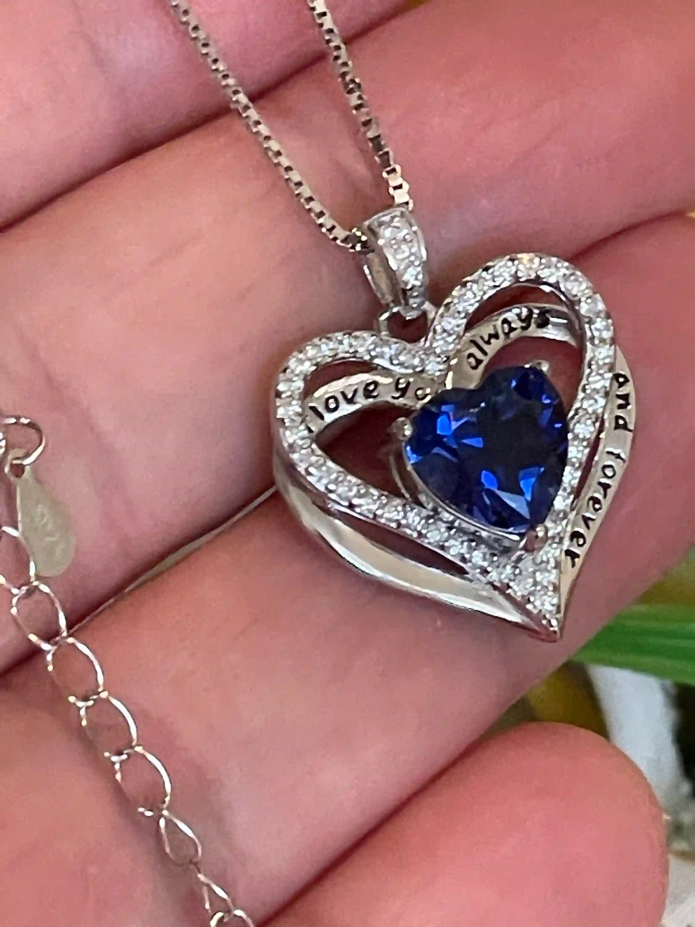 2 ctw CERTIFIED Natural Sapphire Heart Pendant Diamond Necklace Blue Sapphire Heart-cut Sapphire Diamond Necklace Jewelry TOGETHER FOREVER 