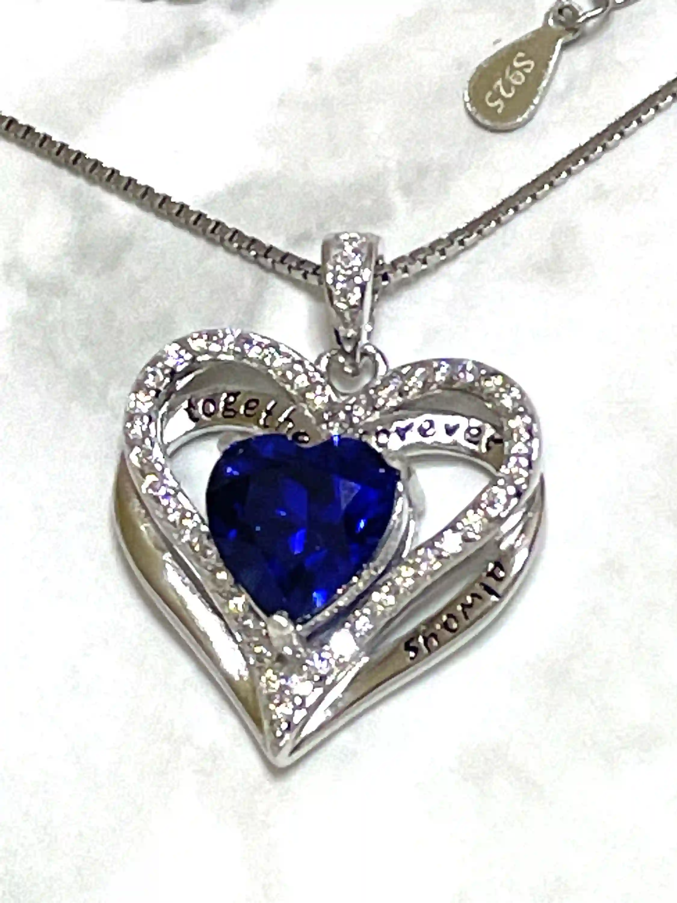 2 ctw CERTIFIED Natural Sapphire Heart Pendant Diamond Necklace Blue Sapphire Heart-cut Sapphire Diamond Necklace Jewelry TOGETHER FOREVER 