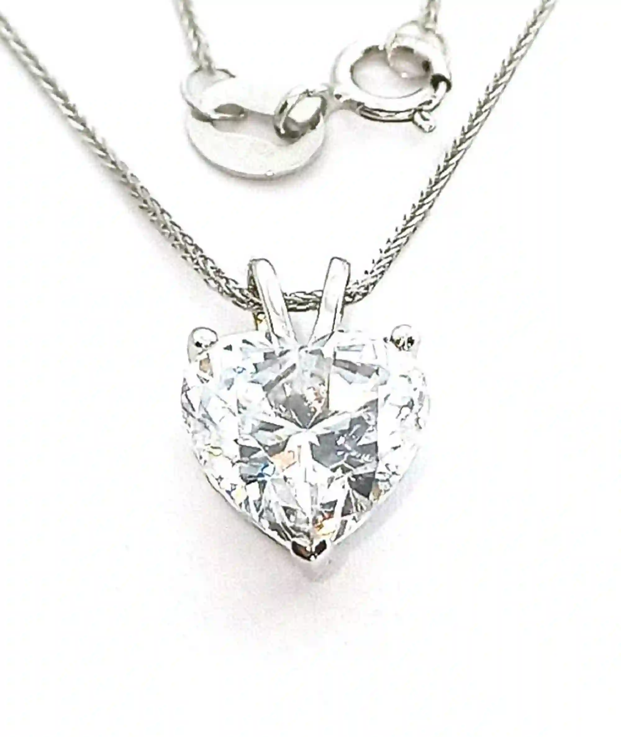1.5ct Luxury Heart Shaped Diamond Pendant 18k SOLID White Gold Necklace gift ,Diamond HEART , Heart Diamond Necklace ,Diamond for Valentine 