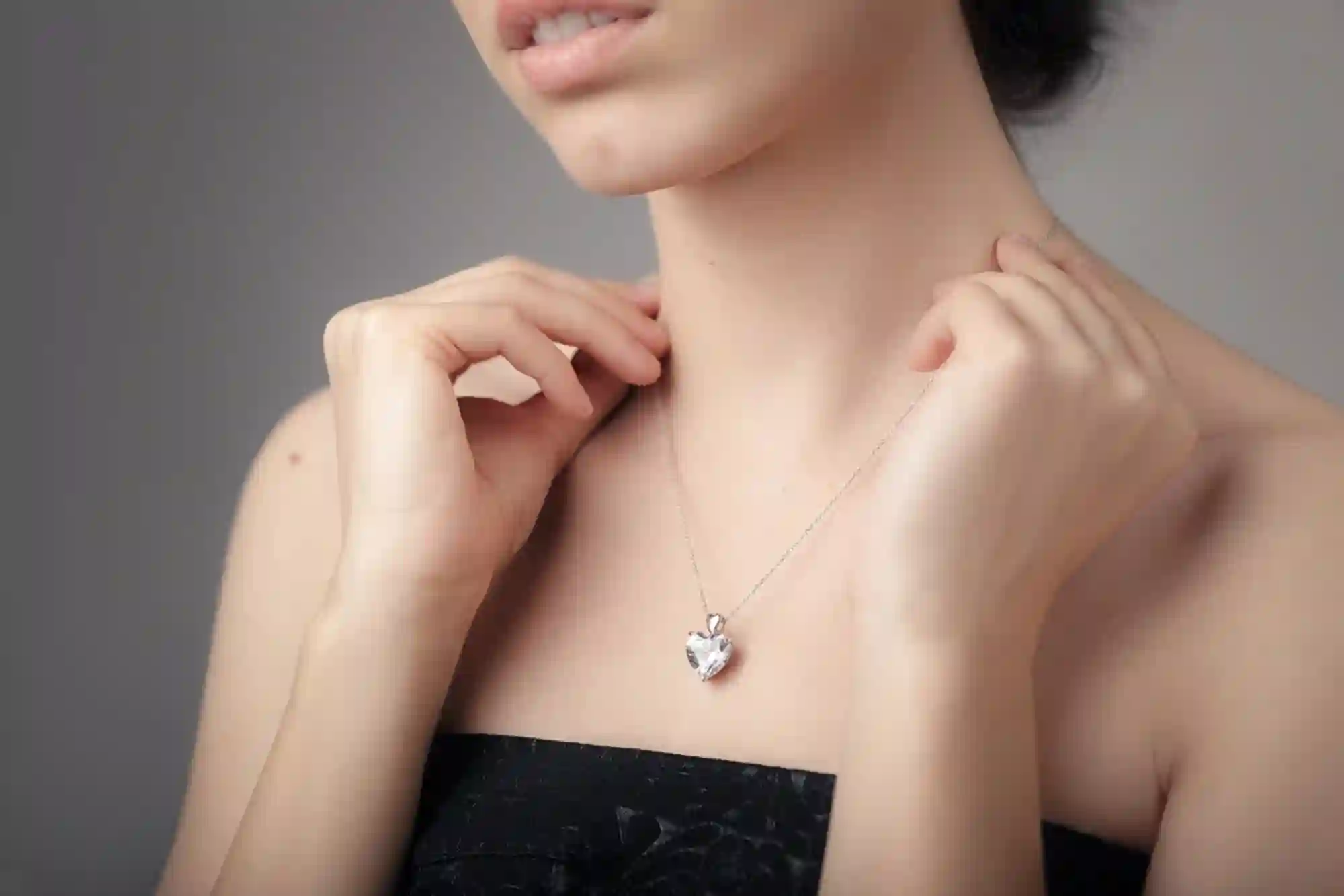 1.5ct Luxury Heart Shaped Diamond Pendant 18k SOLID White Gold Necklace gift ,Diamond HEART , Heart Diamond Necklace ,Diamond for Valentine 
