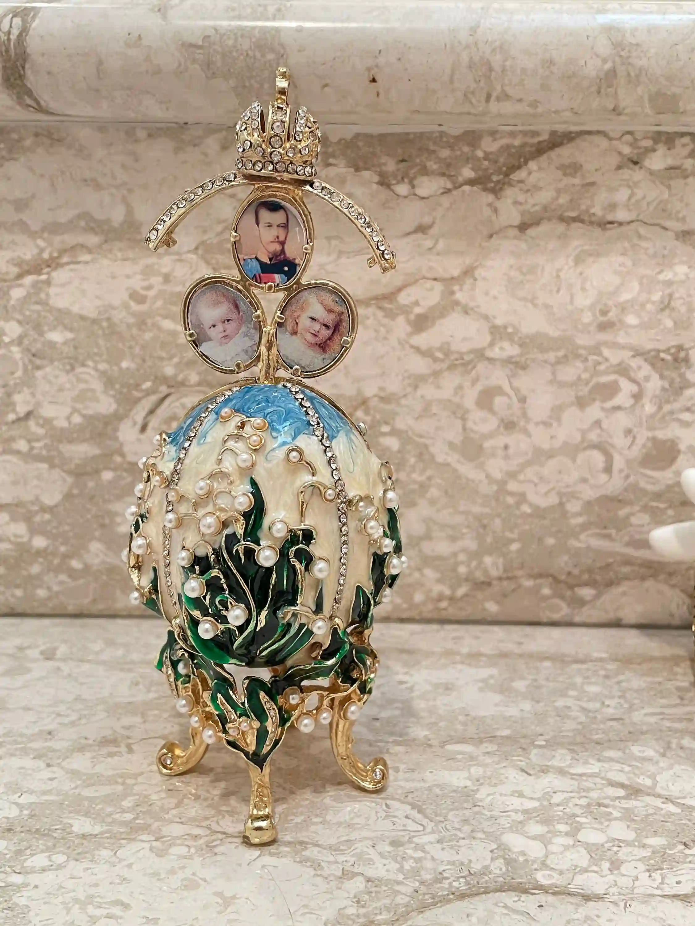 Faberge-Style Egg 1898 present Handmade Faberge eggs Style Newly Engaged Gift 24kGold Swarovski Handset Couple present Unique Wedding 