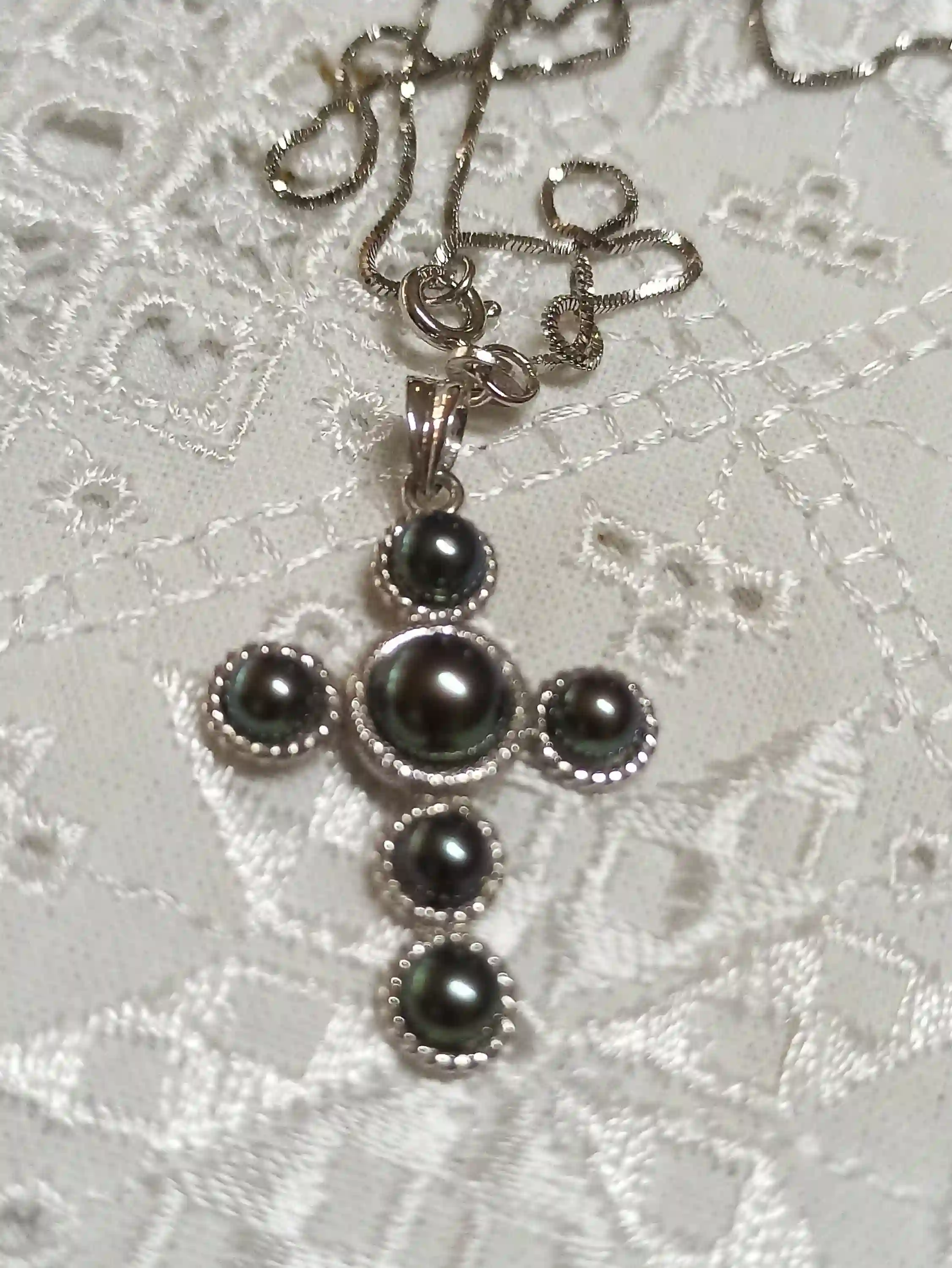 Cross Necklace Pendant for woman PEARL Jewelry/REAL Pearl necklace cross on chain Silver 925/Sterling Silver Cross Pendant Necklace gift HMD 
