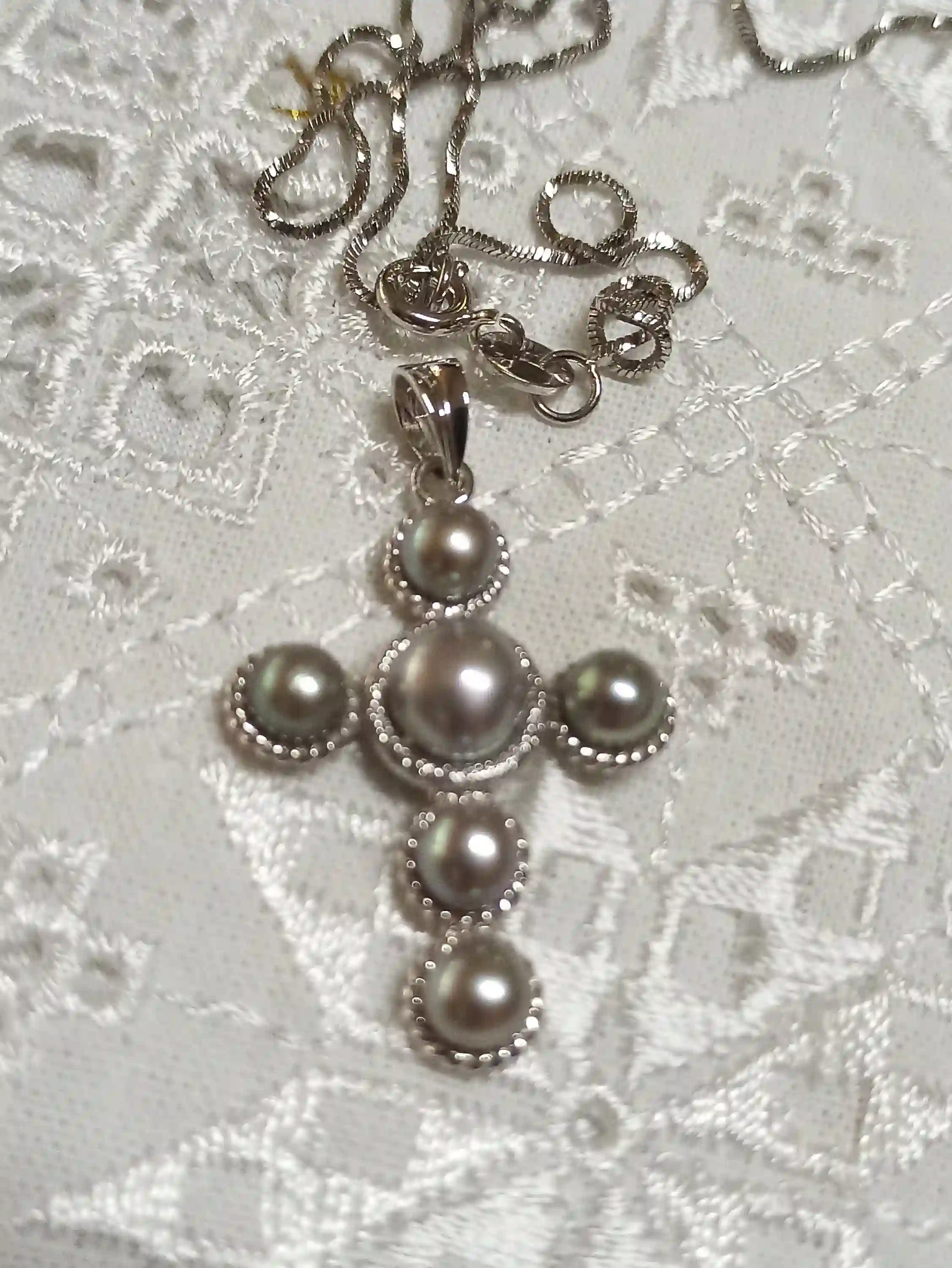 Cross Necklace Pendant for woman PEARL Jewelry/REAL Pearl necklace cross on chain Silver 925/Sterling Silver Cross Pendant Necklace gift HMD 