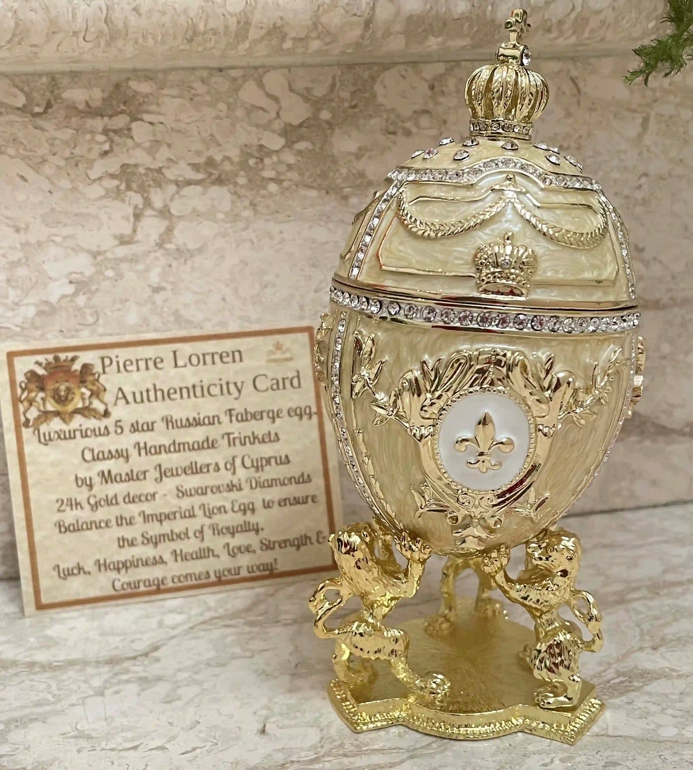 Designer 5* Faberge Egg Jeweled Trinket Boxes Faberge Easter Egg HANDMADE Unique Valentines Day gift for women 24kGOLD Swarovski HANDSET 5ct 