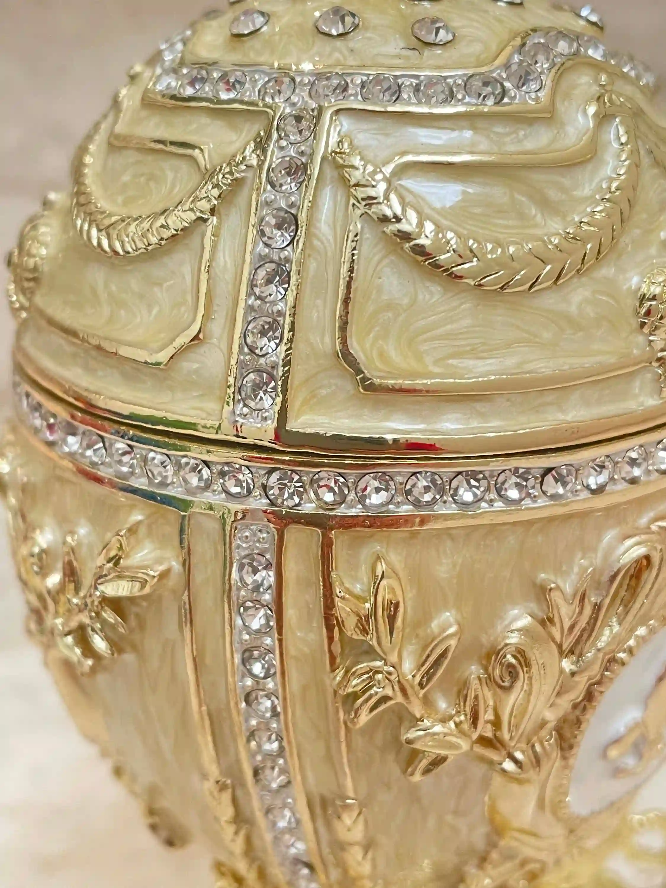 Designer 5* Faberge Egg Jeweled Trinket Boxes Faberge Easter Egg HANDMADE Unique Valentines Day gift for women 24kGOLD Swarovski HANDSET 5ct 
