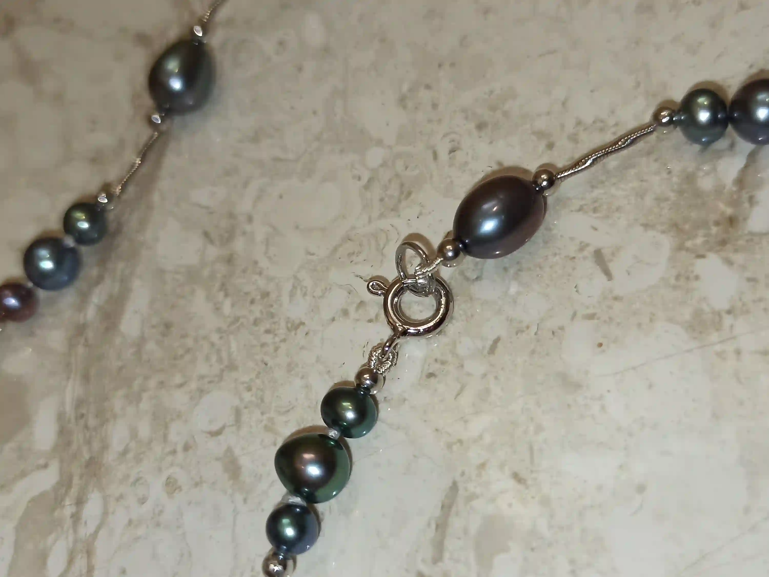 Natural TAHITIAN Pearl Necklace Bracelet SOLID SILVER Necklace Pearl for women Real Pearl Jewelry Tahitian Set Wife Gift Mother of the Bride 