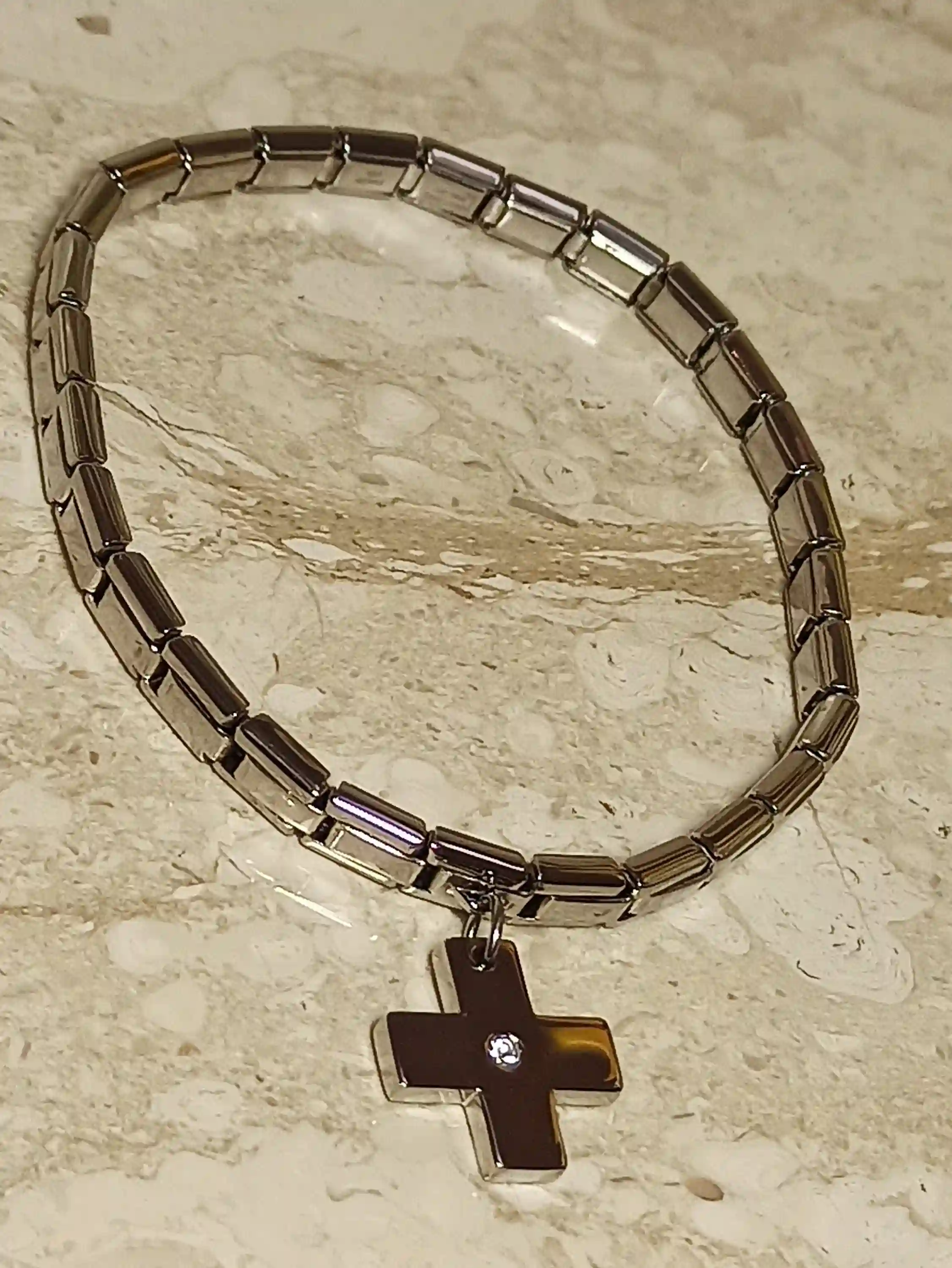 SILVER Cross Bracelet Swarovski diamond 0.03ct/Cross Bracelet/Cross Jewelry Women/Dainty Cross bracelet Gift /Christian bracelets for women 