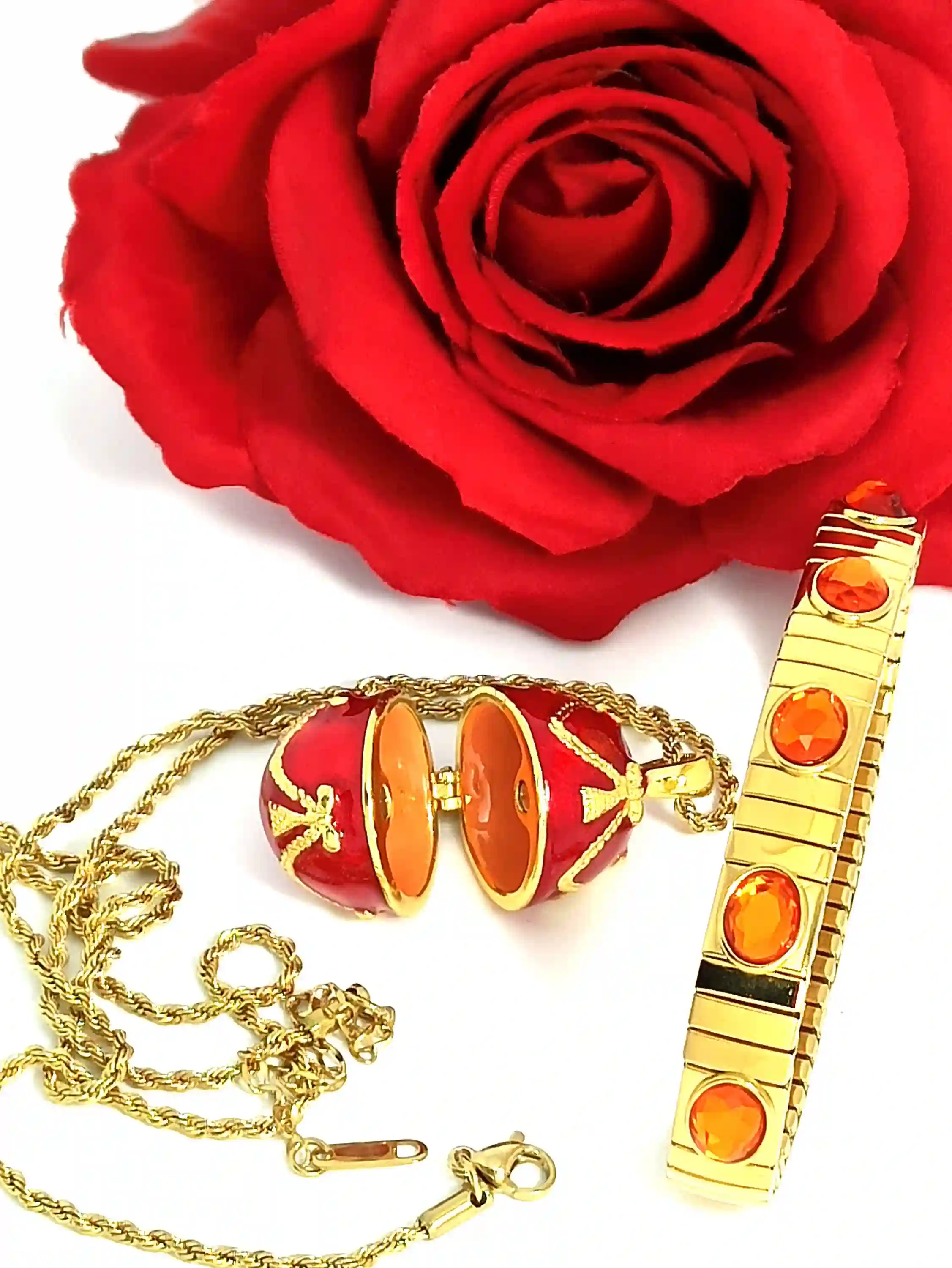 Designer Jewelry Faberge-Style Egg Necklace Faberge egg Pendant Valentine Day gift for her Faberge style egg 24k Austrian Crystal HANDSET Locket 