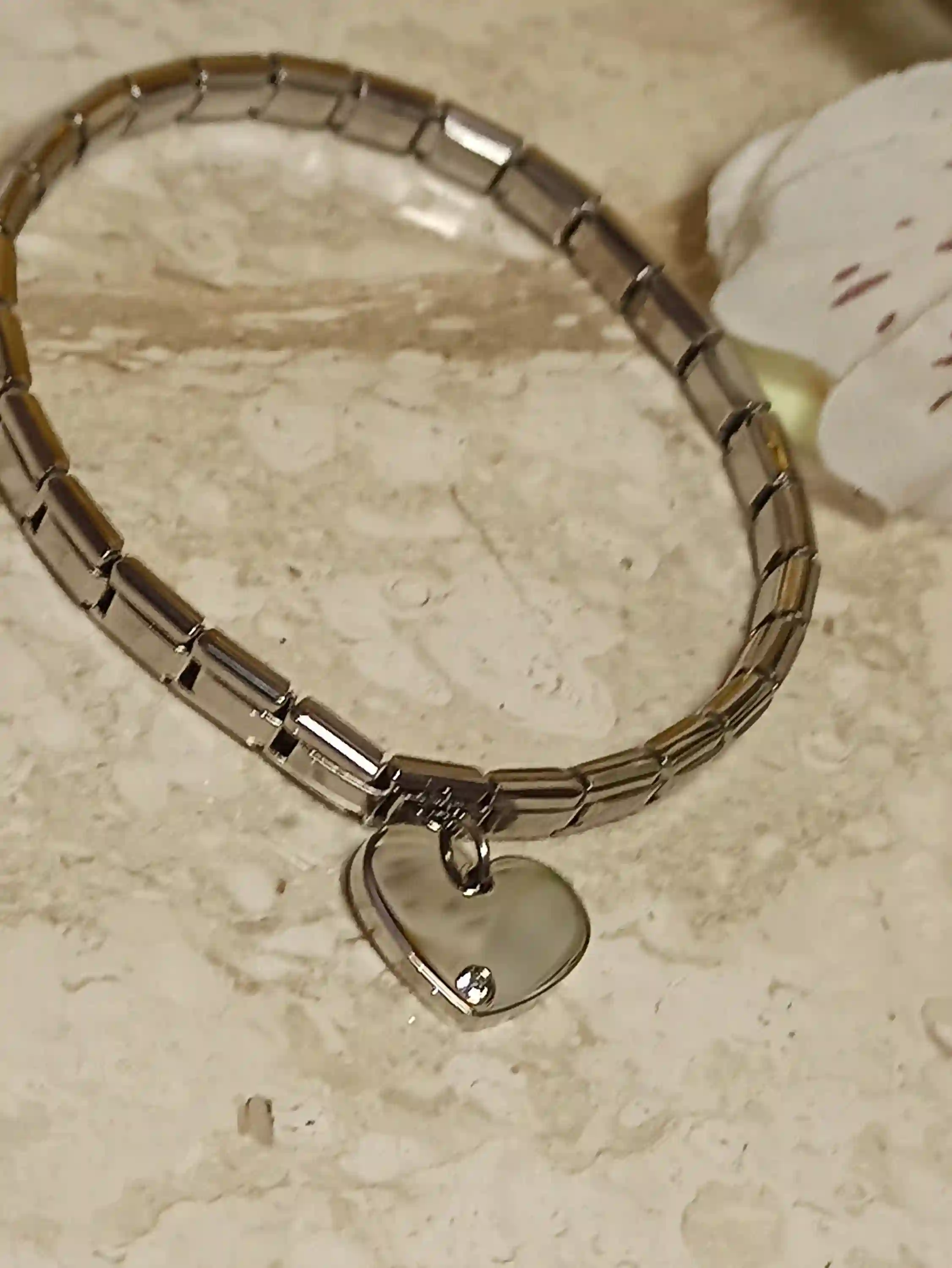 SILVER Heart bracelet Swarovski DIAMOND 0.03ct/Heart bracelet for women/Heart Charm Bracelet/Mother daughter bracelet/Heart Jewelry gift mom 