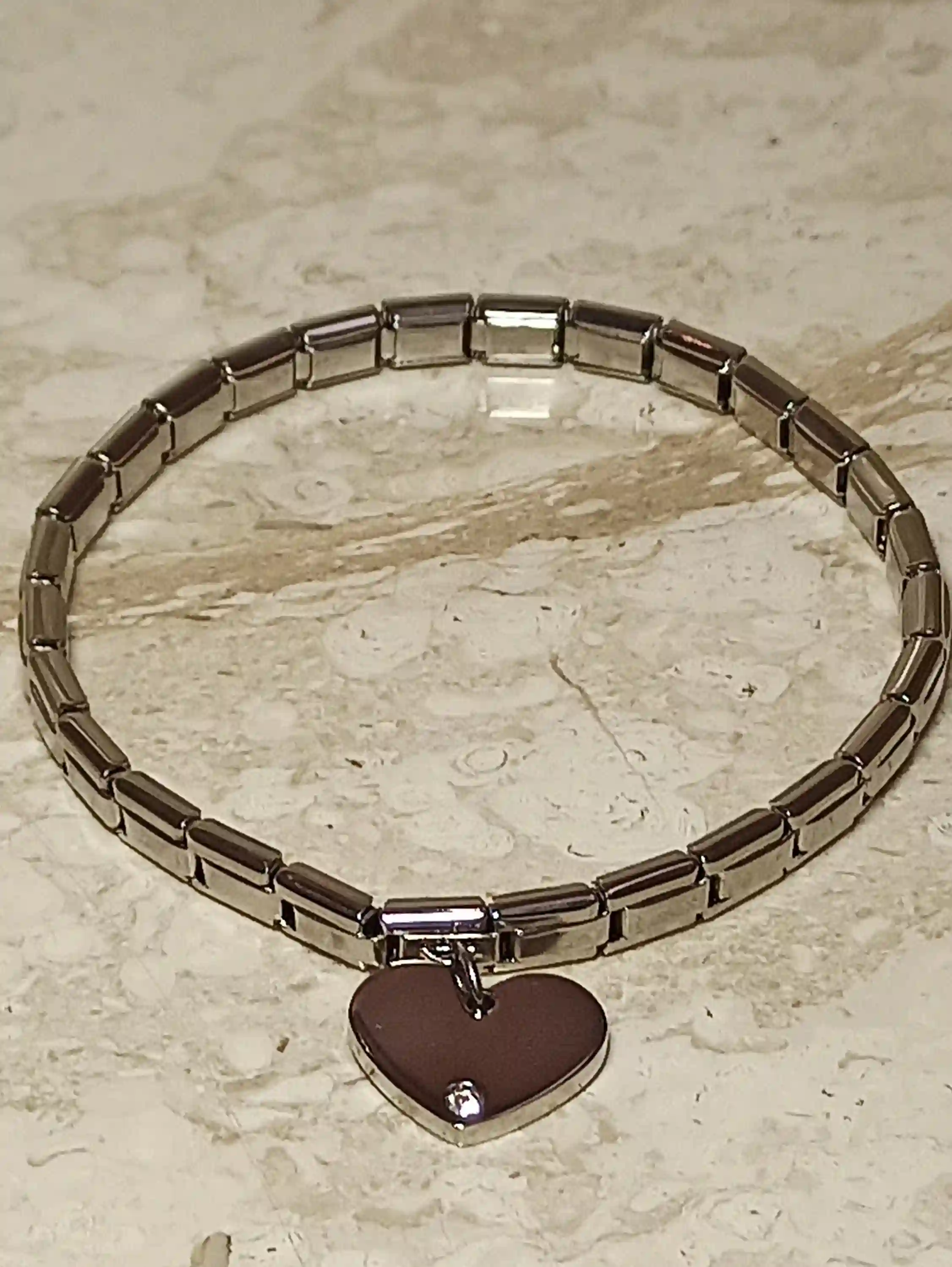 SILVER Heart bracelet Swarovski DIAMOND 0.03ct/Heart bracelet for women/Heart Charm Bracelet/Mother daughter bracelet/Heart Jewelry gift mom 