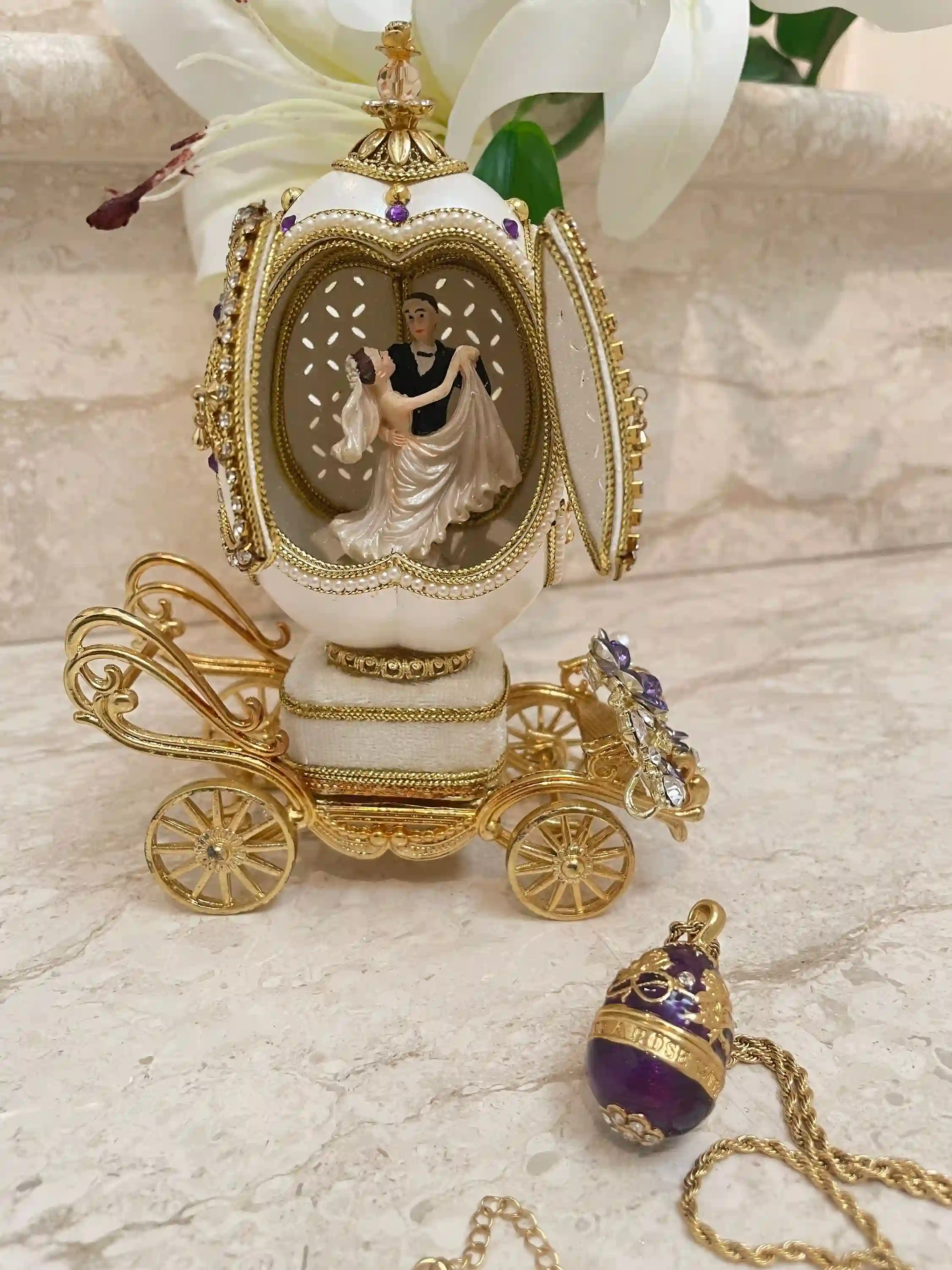 1993 Faberge-Style Egg Music Luxury Jewelry Box Engagement present Faberge Egg Ornament 30th Parents Anniversary Couple Wedding gift 30th Birthday 