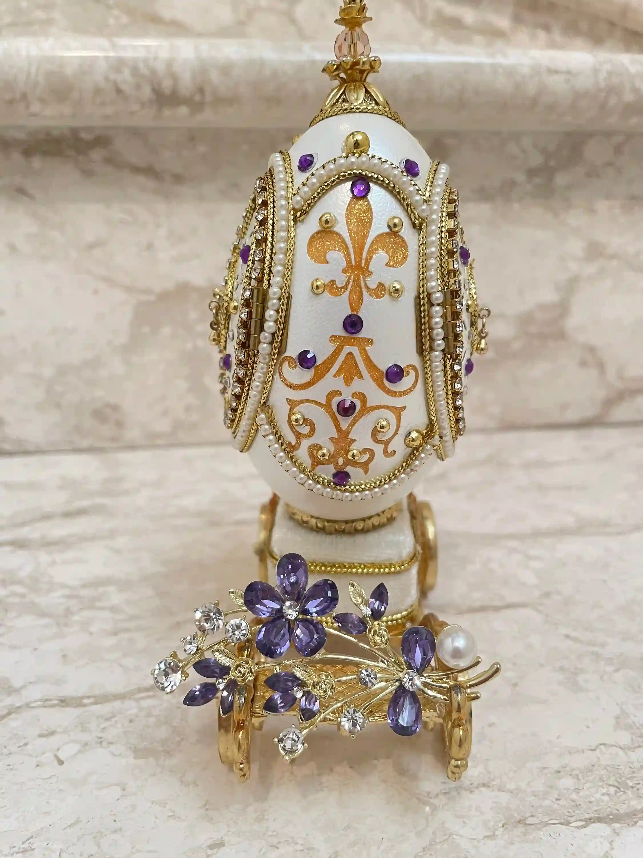 1993 Faberge-Style Egg Music Luxury Jewelry Box Engagement present Faberge Egg Ornament 30th Parents Anniversary Couple Wedding gift 30th Birthday 