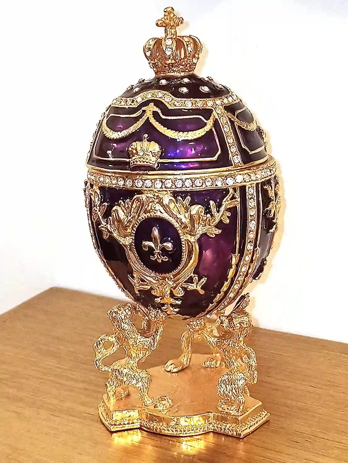 Amethyst Purple Faberge Egg Trinket, Faberge egg Gift for Her, Fabrege Egg style Jewelry Box, Christmas Birthday Graduation Gift for him 