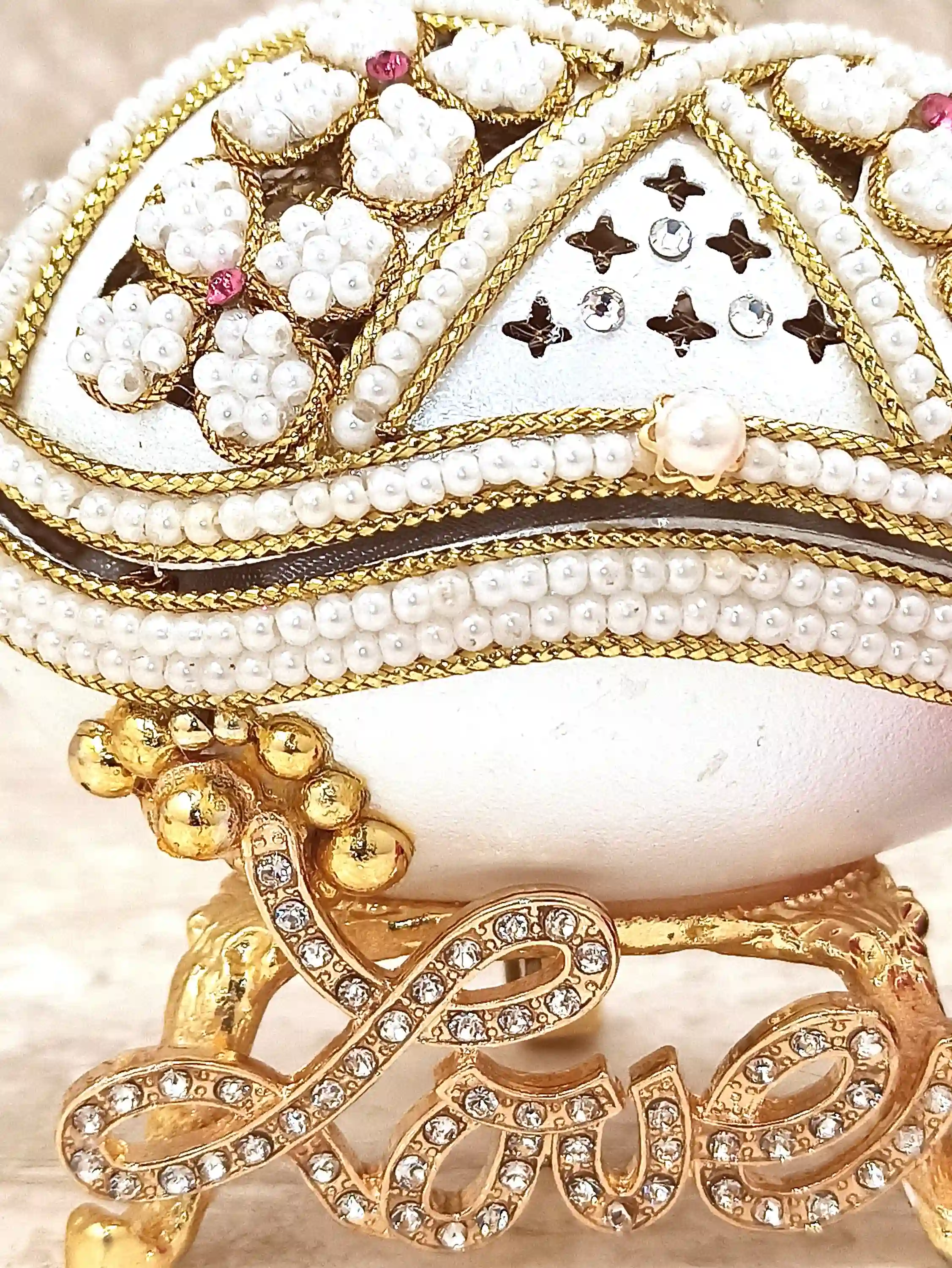 Pearl Jewelry box Luxury Gift ONEOFAKIND Handmade Musical Ornament Love Faberge-Style Egg Natural HANDCARVED Egg 2ct AUSTRIAN Crystal 24kGOLD Gift 