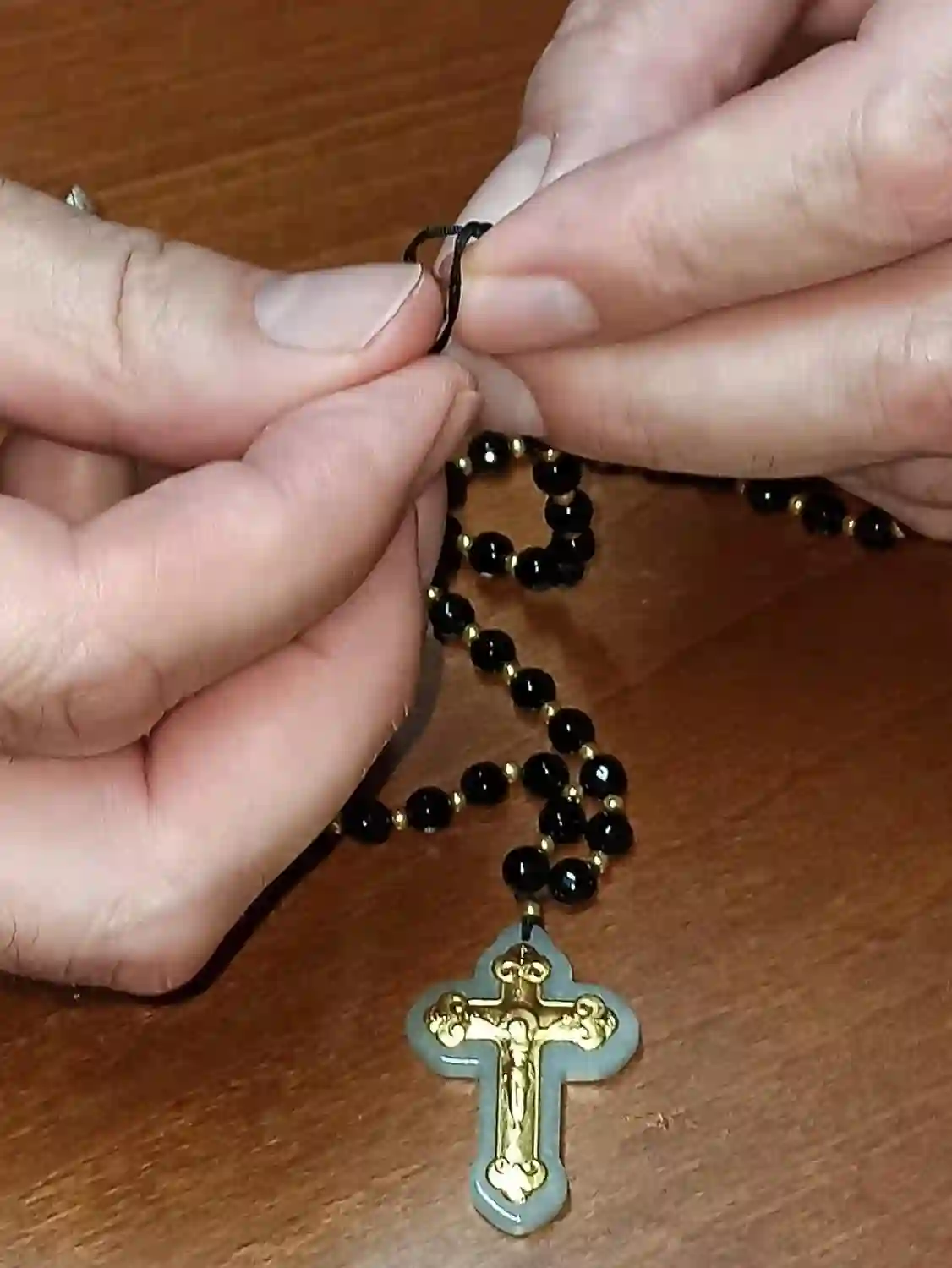 Cross GOLD Rosary Necklace Cross Necklace Catholic Rosary Yellow Gold Rosary Christian Necklace Crucifix Rosary Christian gift Cross Rosary 