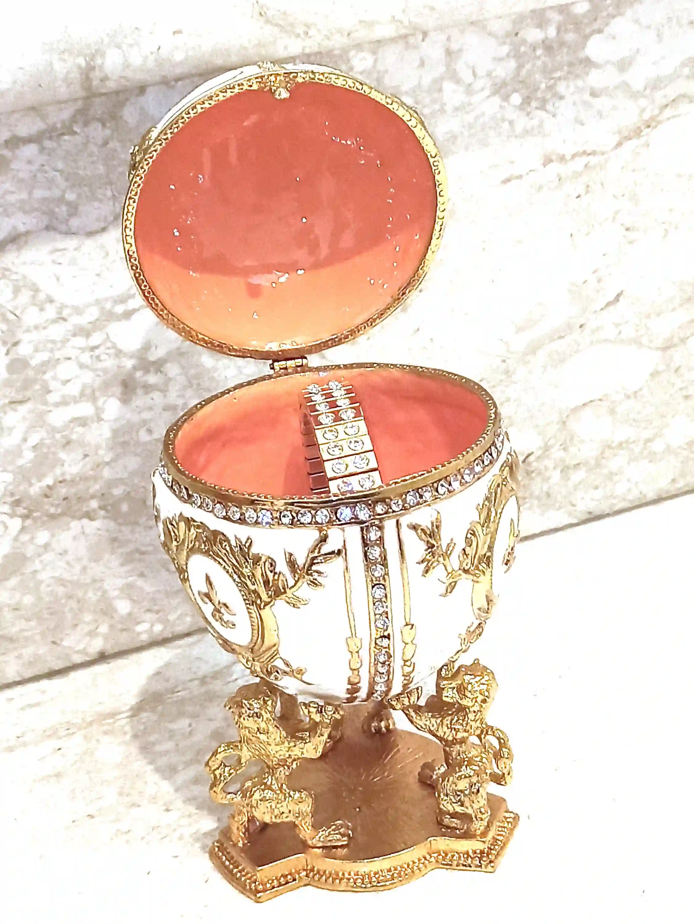 Coronation Lion Faberge Egg trinket box 24kt GOLD/Faberge Collectibles/Faberge egg Ornament/ Faberge Egg Jewelry Boxes/Faberge egg Style 