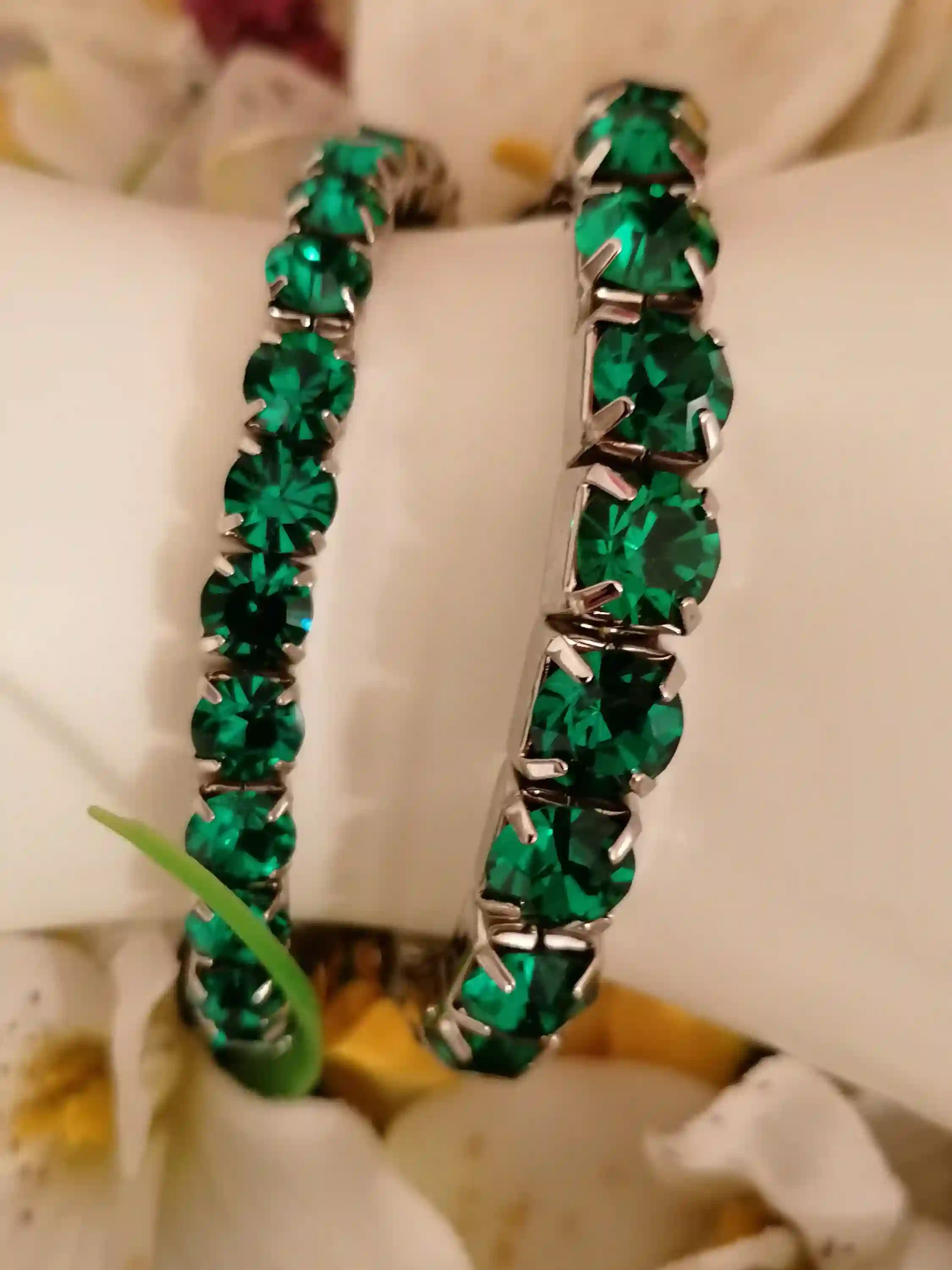 Emerald green bracelet for women 18k white gold Swarovski Jewelry May birthstone/Emerald jewelry tennis braclet gemstone bangle gift for her 