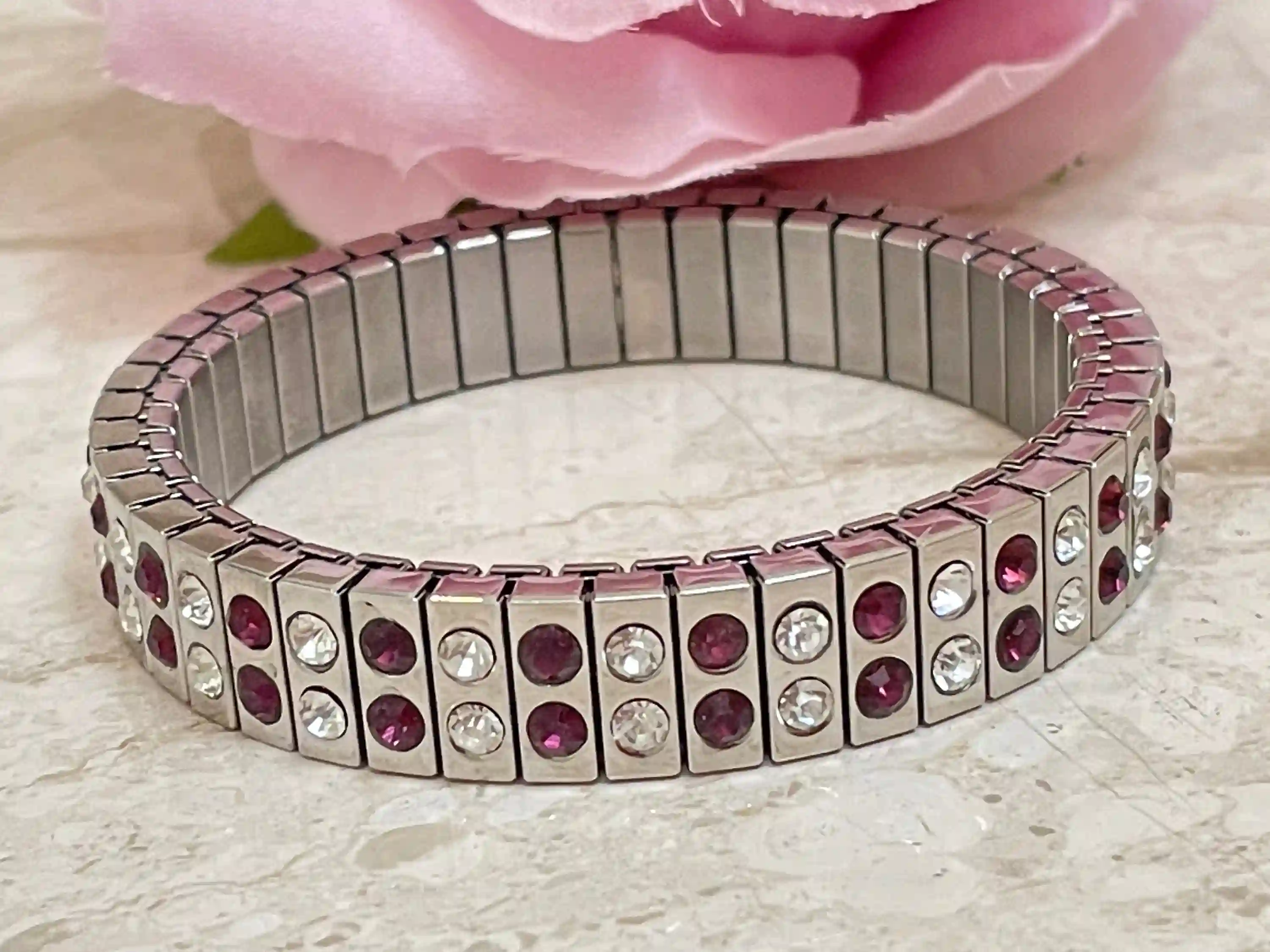 Amethyst Bracelet, February Birthstone, Silver Amethyst Gemstone Bracelet, Purple Amethyst Anniversary Gift, Women Bracelet Handmade Jewelry 