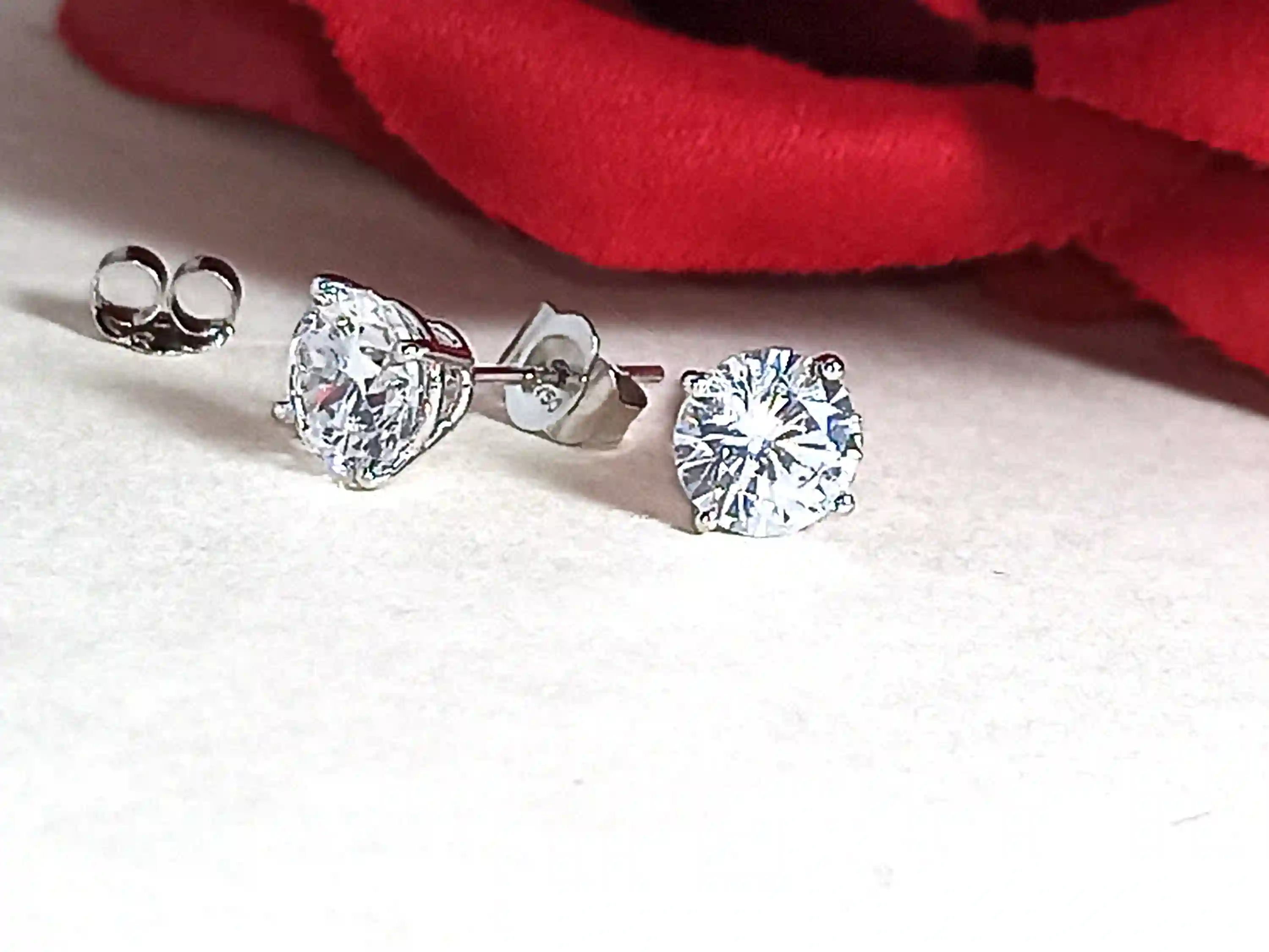 2 carat Stud Earrings SOLID 18k White Gold Earrings Diamond Stud Lab Diamond Earrings HANDMADE White Gold Studs Diamond Stud Earrings 6.5mm 