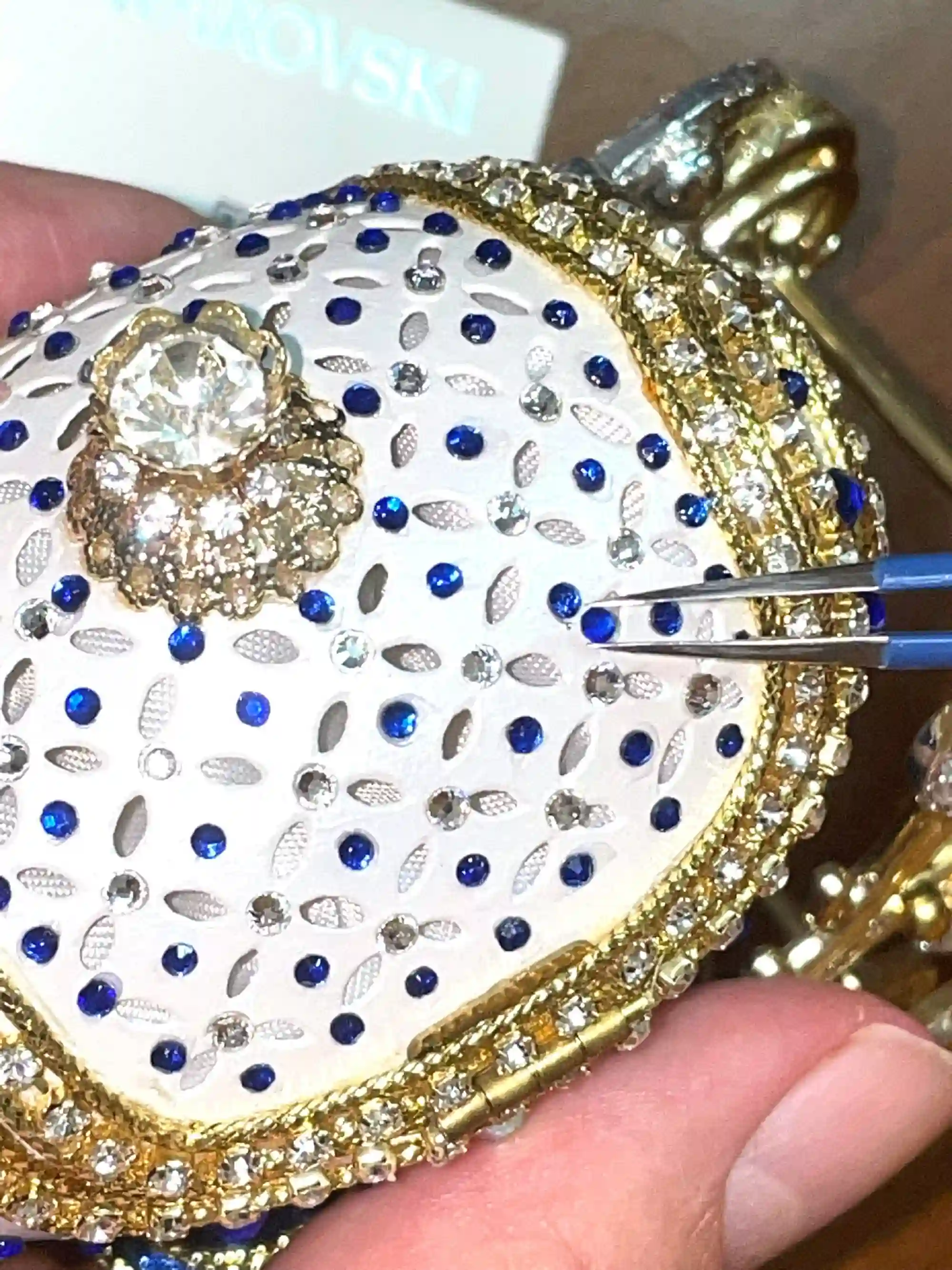 Blue Faberge-Style Egg style ONE of a KIND Luxury Wedding Gift, 430 Sapphires & Diamonds Natural Handcarved Egg 24k Daughter wedding gift from Mom 