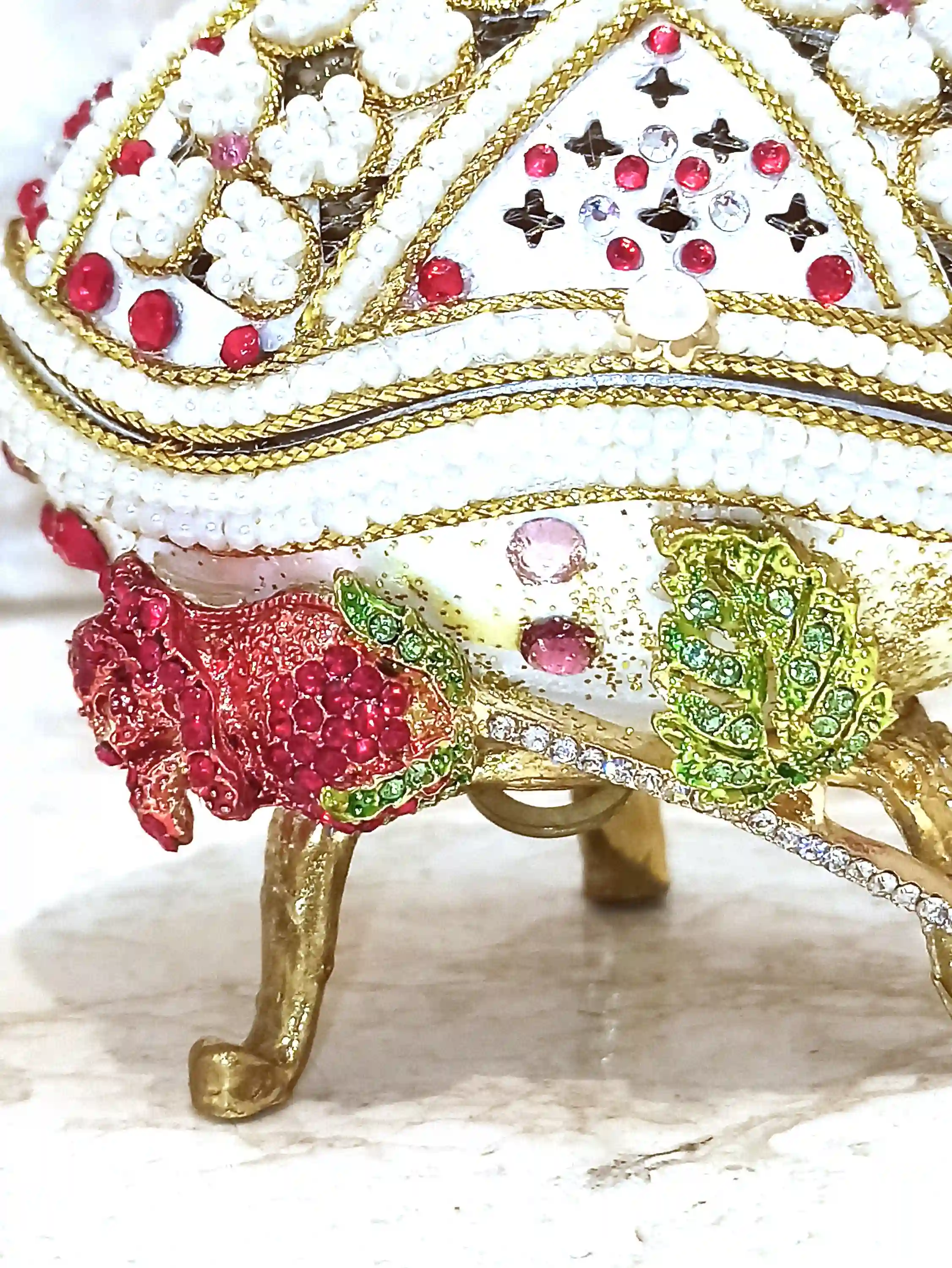 RUBY Luxury Gift for her Faberge-Style Egg & Sterling Silver Jewelry set for women Faberge egg style Decorative Boxes Home Decor Ornament House 