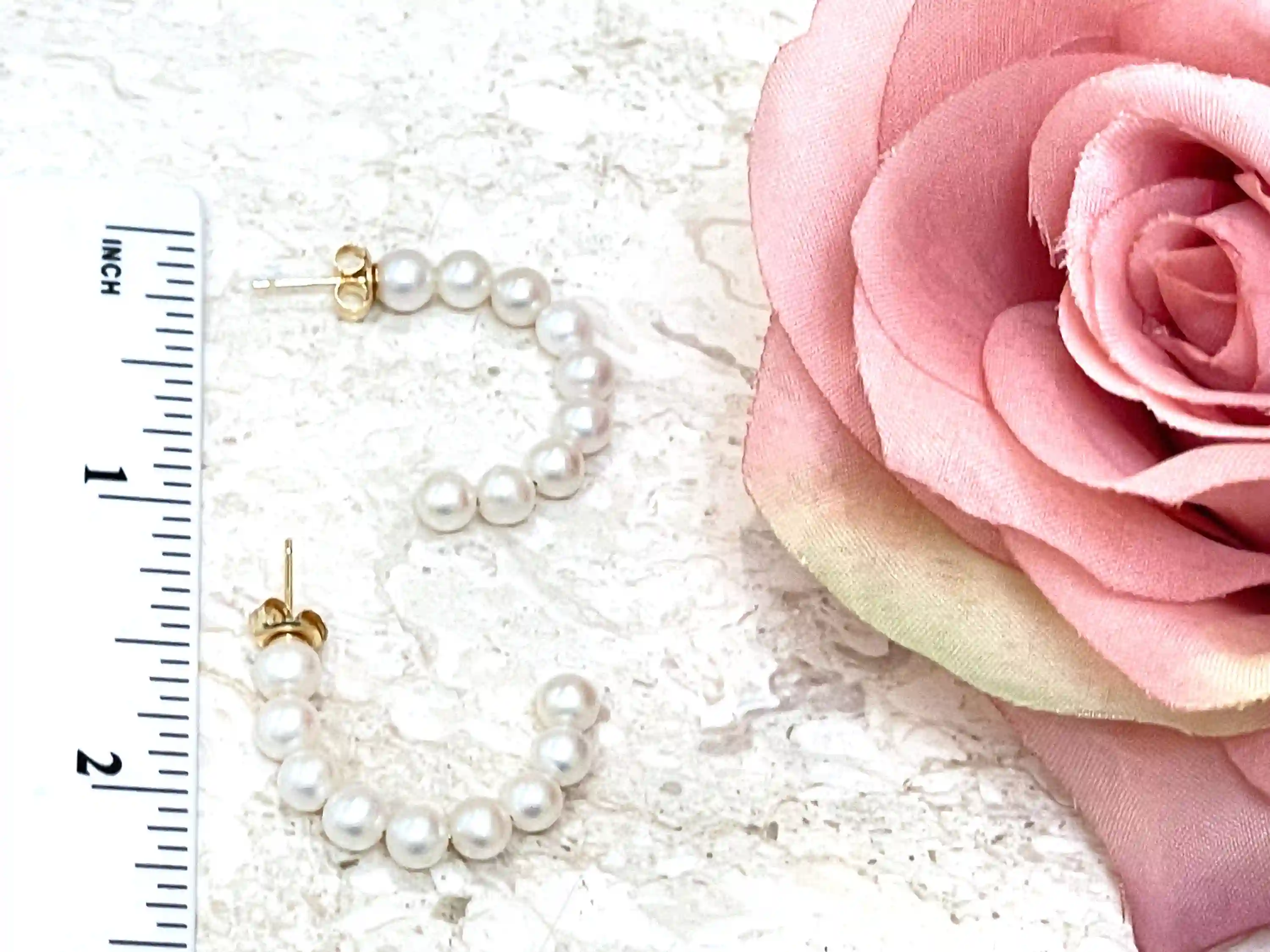SOLID 18k Gold AKOYA Pearl Earrings Pearl Hoop Earrings Gold Earrings Akoya Pearl Jewelry South Sea Japanese Akoya Pearl White Pearls Gift 