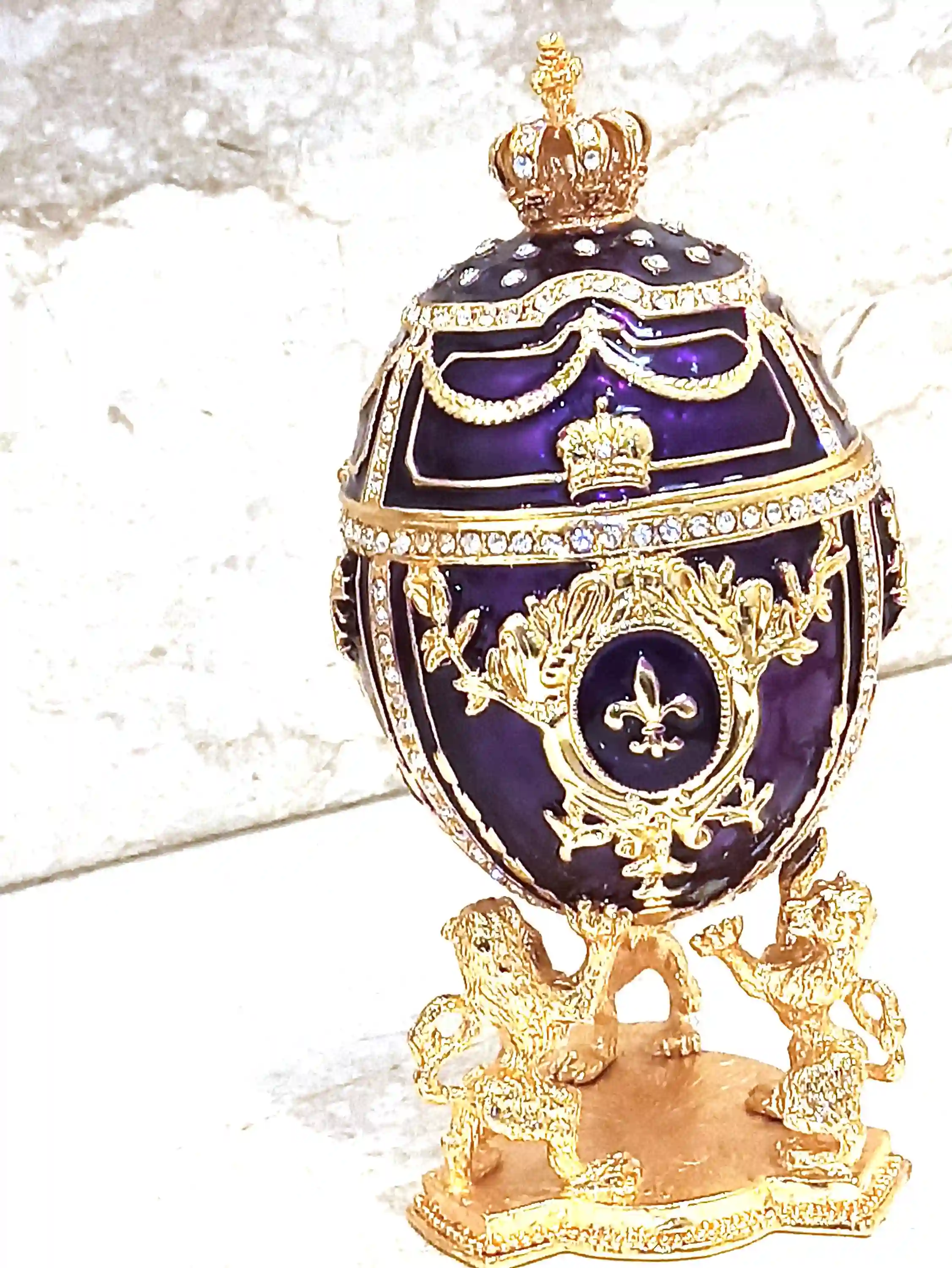 Faberge Style Egg box/Faberge Egg 24K GOLD 4ct Faberge Trinket Box/Faberge Egg Jewelry Boxes + 2ct Bracelet / Christmas Gift for women 