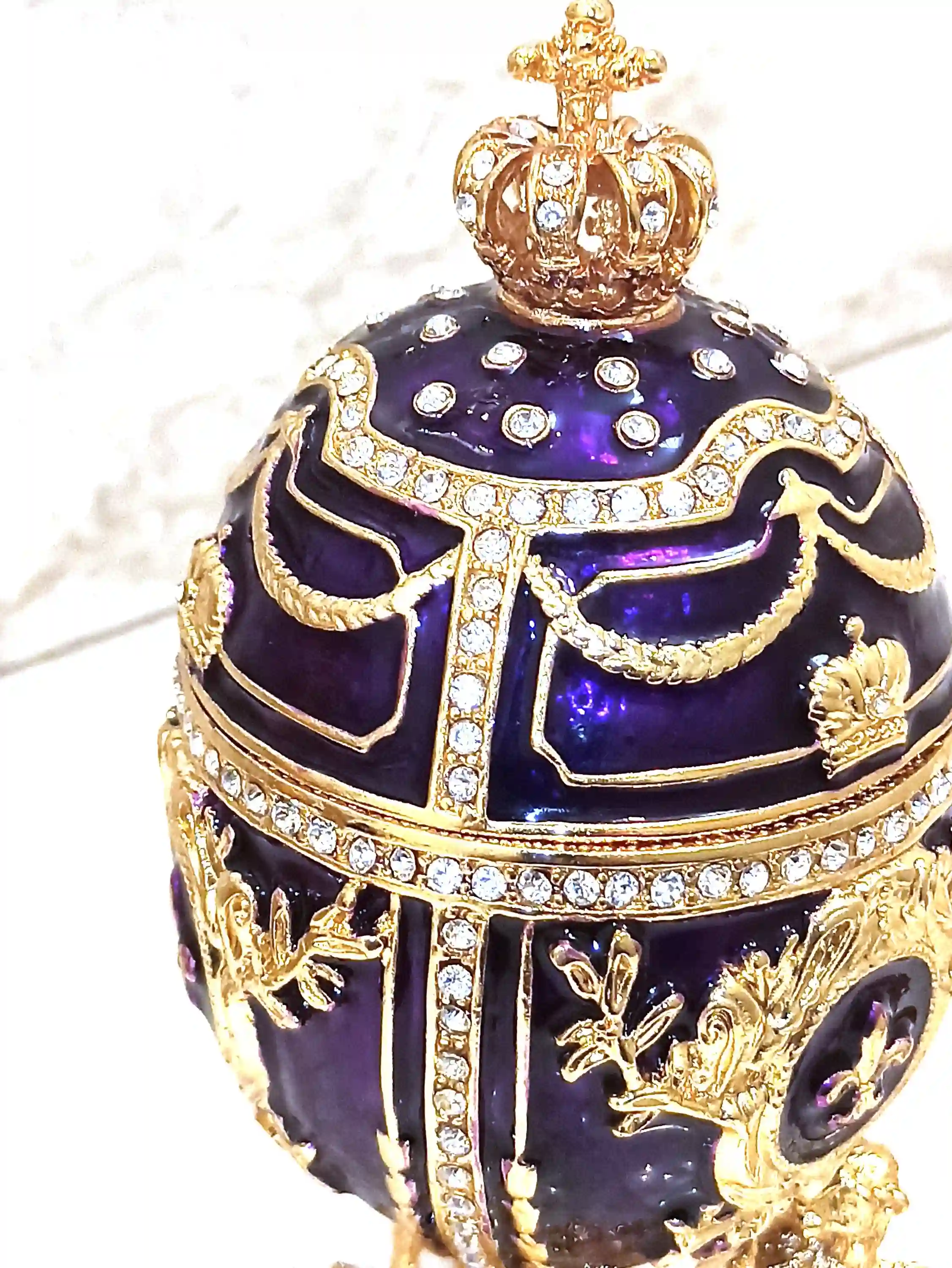 Faberge Style Egg box/Faberge Egg 24K GOLD 4ct Faberge Trinket Box/Faberge Egg Jewelry Boxes + 2ct Bracelet / Christmas Gift for women 