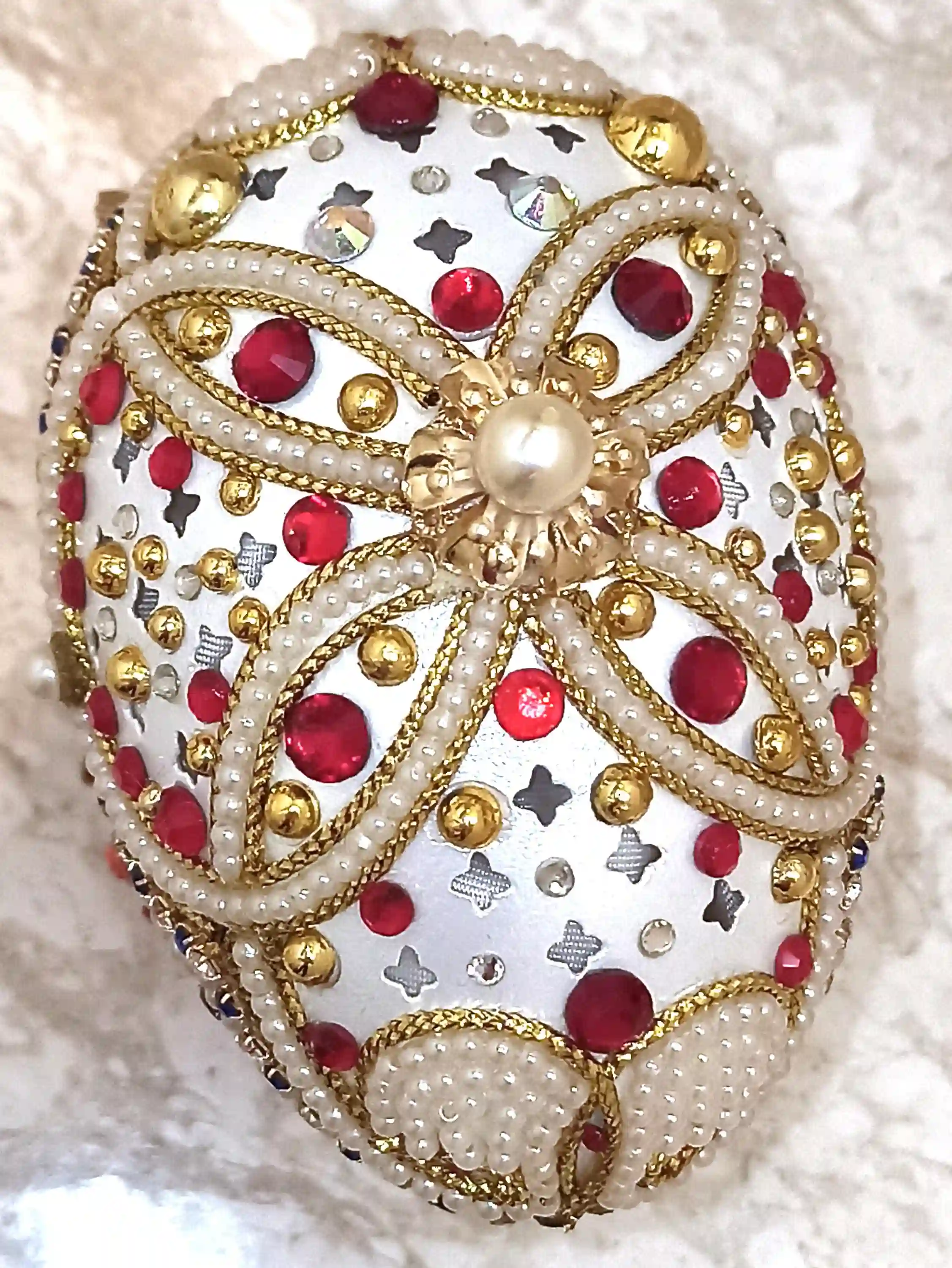 Faberge-Style egg Ornament & Faberge Egg Pendant Ruby Bracelet Gold Gift for women-Faberge Egg style Unique Music Box Home Decor gift for her bday 