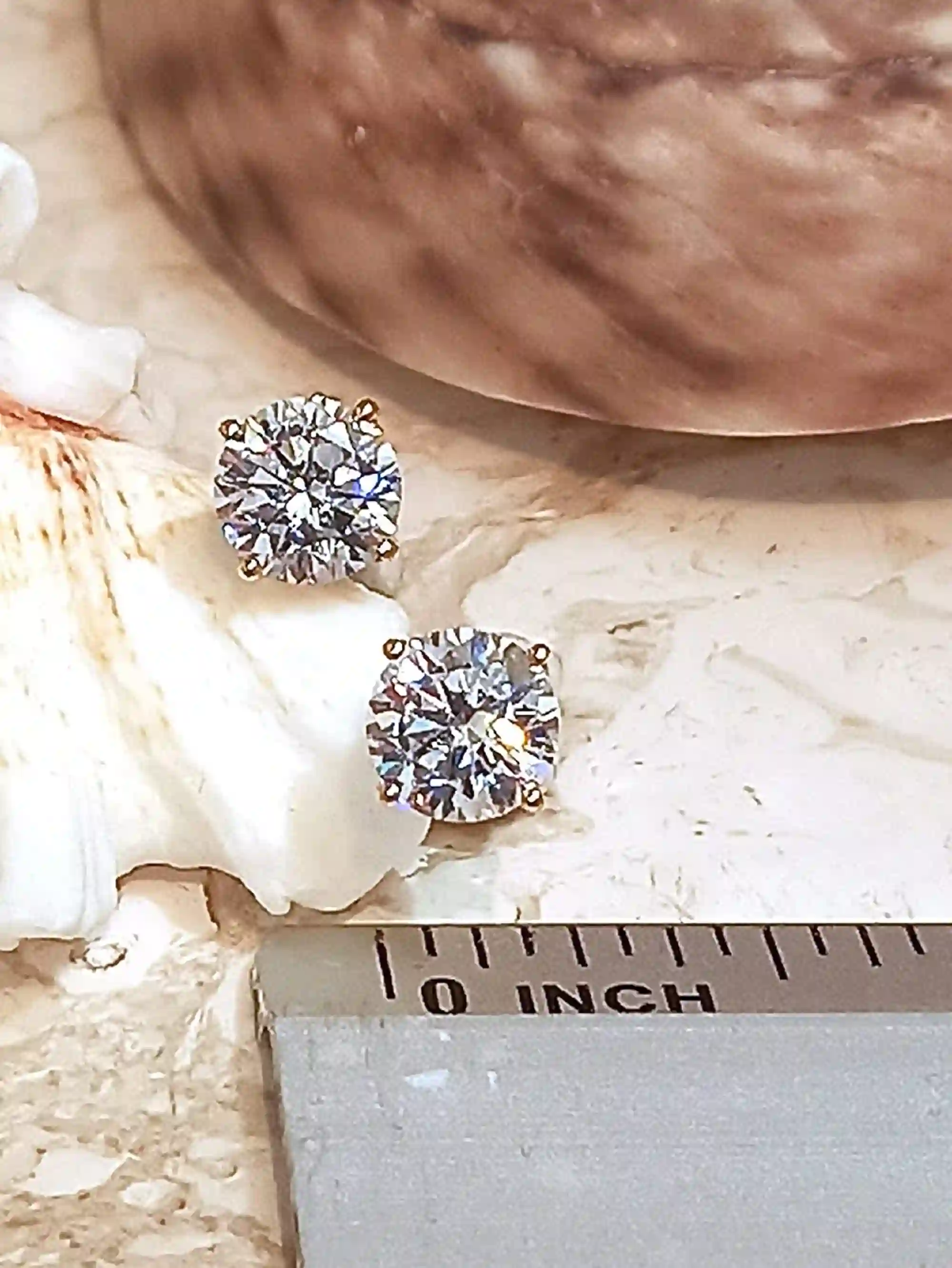 SOLID 18k GOLD Solitaire DIAMOND Earrings 2 carat Diamond Stud Earrings Yellow Gold Wife Earrings Gift for Her Luxury Diamond Earstud 6.5mm 
