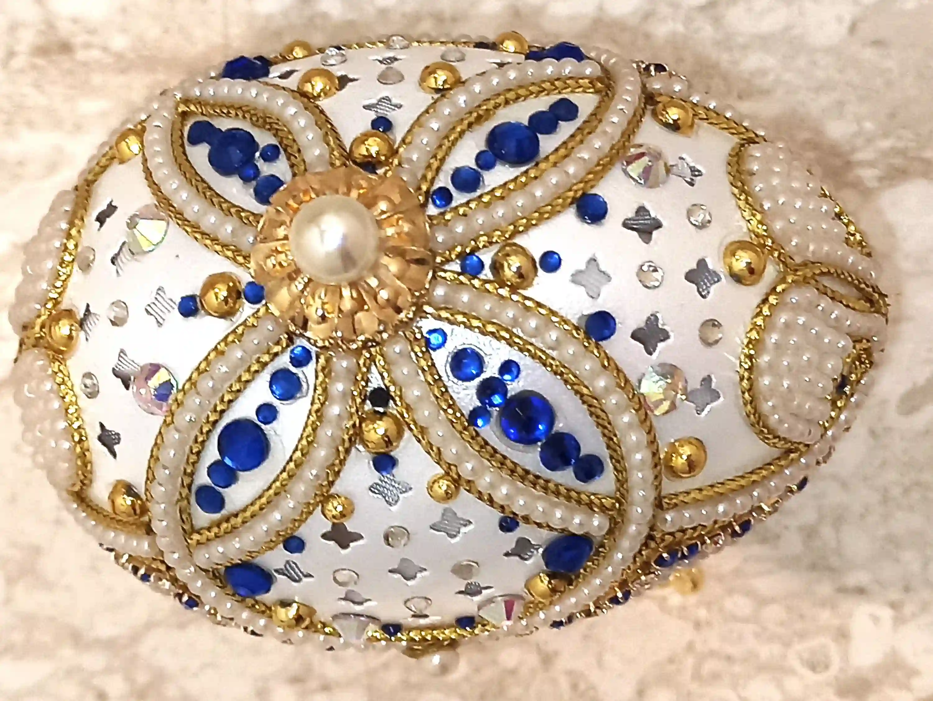 Arabian Night,ONE Of a Kind Gift,Faberge egg,Something blue gift box,Faberge MUSIC Box,Blue bridal shower gift,Faberge Necklace,24K GOLD 5CT 