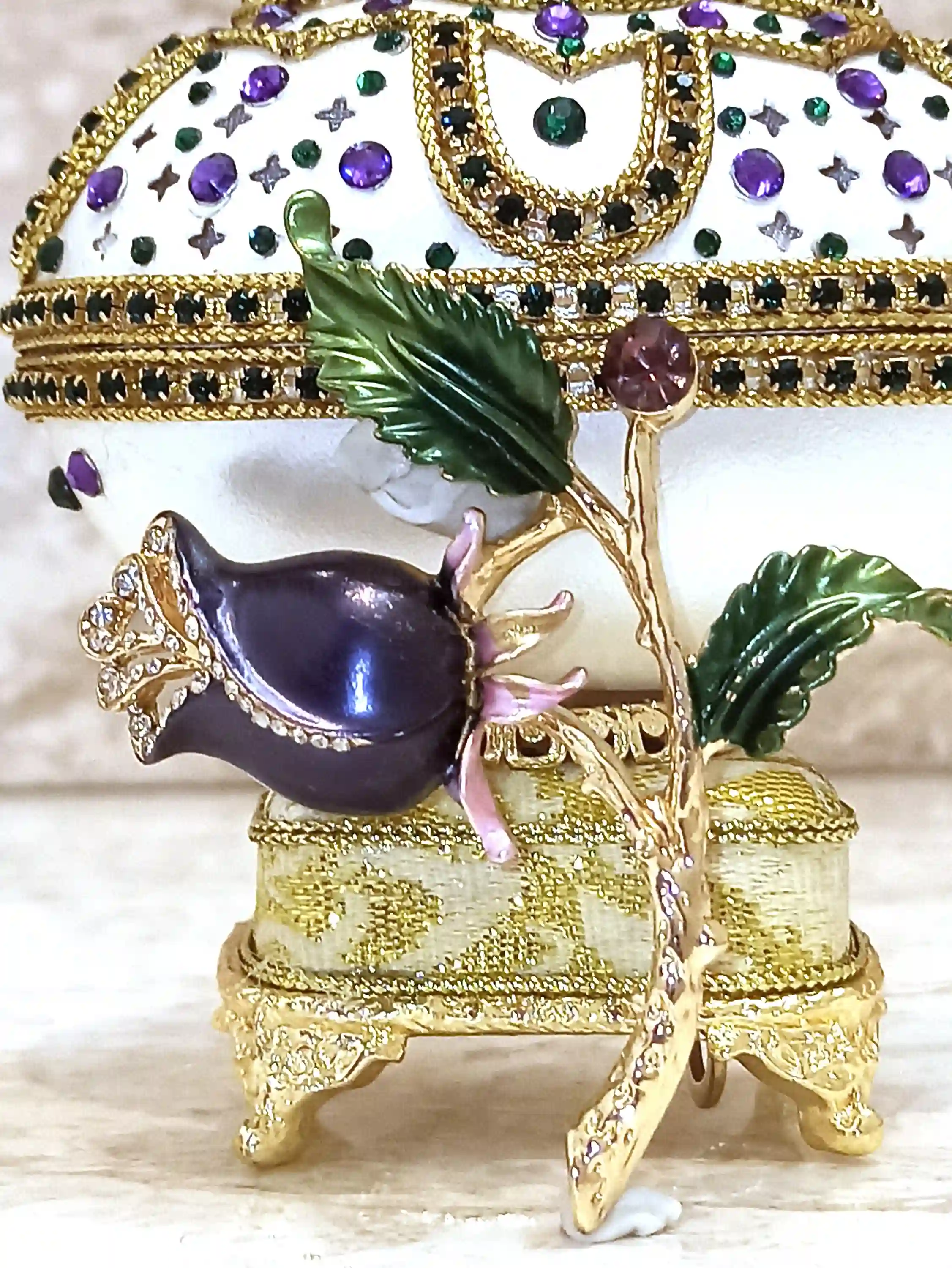 One of a Kind Unique gifts for her- Faberge style EGG - Faberge Egg PENDANT - AMETHYST Bracelet -Statement Jewelry- Mother of the groom gift 