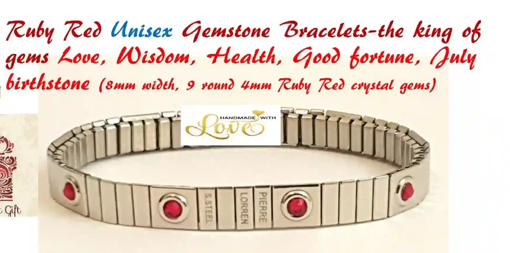 Ruby Gemstone Bracelet Jewelry for woman/SWARVOSKI Crystal July Birthstone Bracelet/Gift for Girlfriend Birthday/Everyday Bracelet for women 